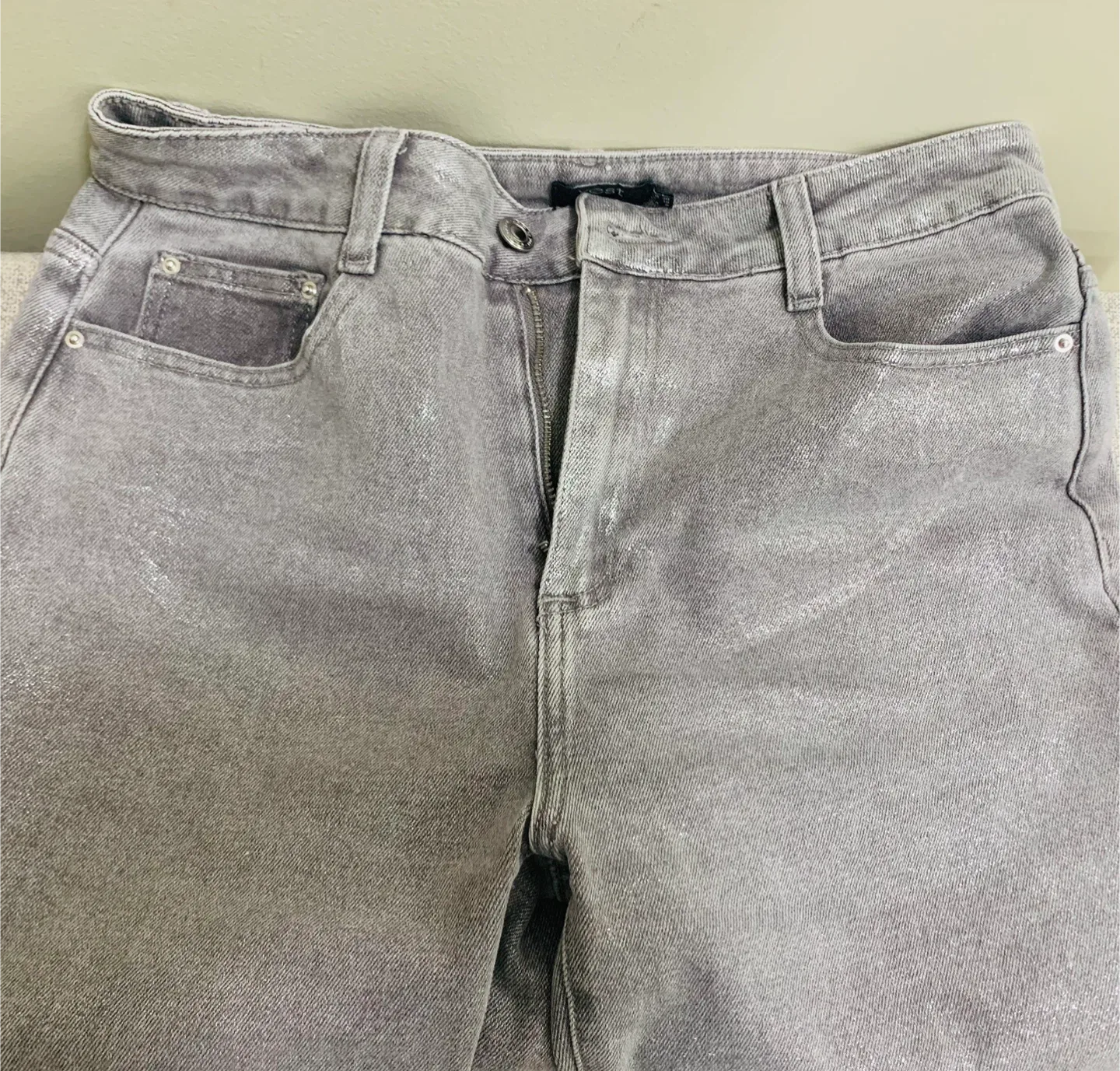 Silver Grey Denim Yest Jeans with Sparkle image indicator(5)