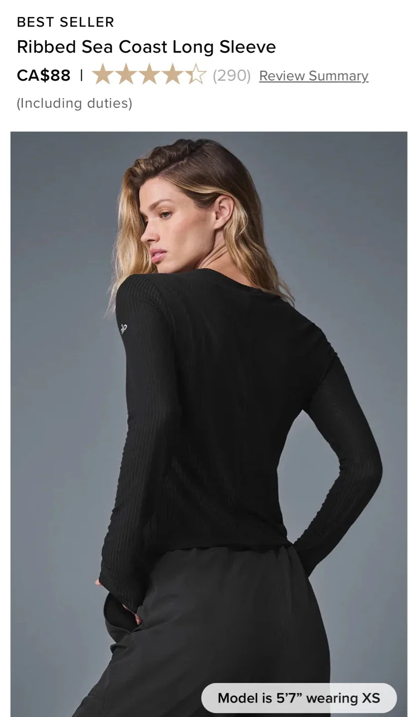 ALO Yoga Ribbed Sea Coast Long Sleeve -Black/White image indicator(6)