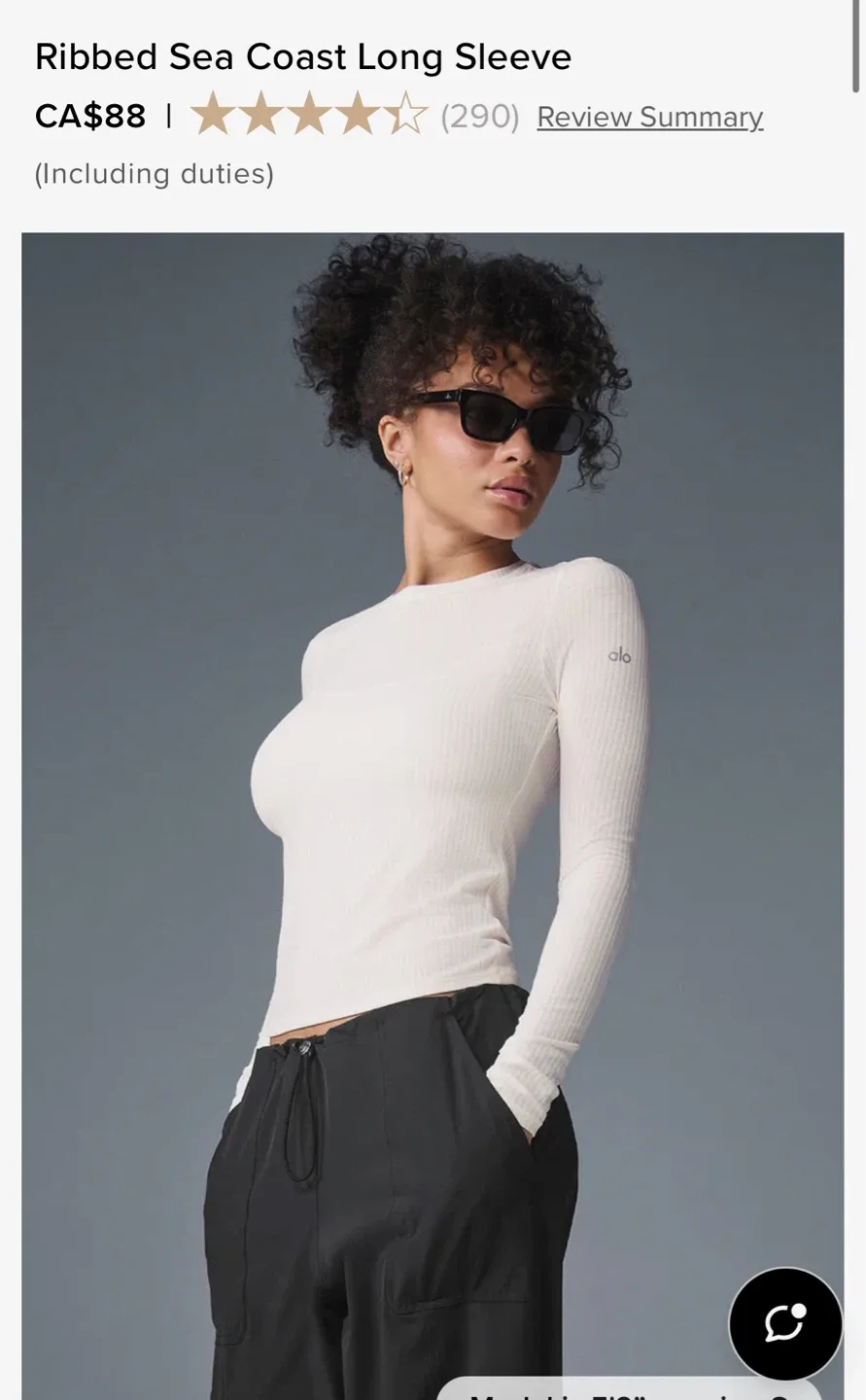 ALO Yoga Ribbed Sea Coast Long Sleeve -Black/White image indicator(7)