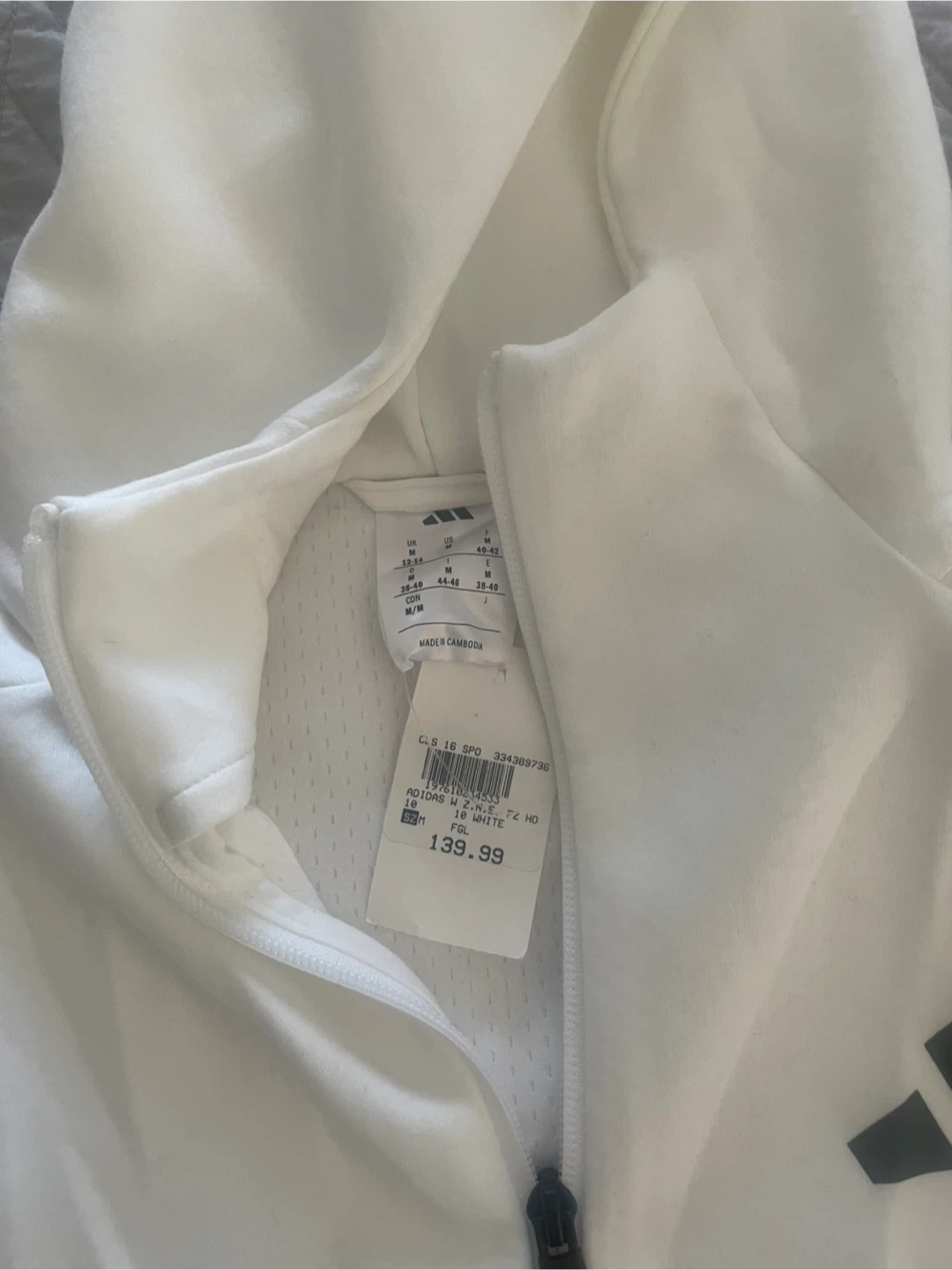 Adidas Z.N.E. Full-Zip Hoodie - White, Size M - photo 3