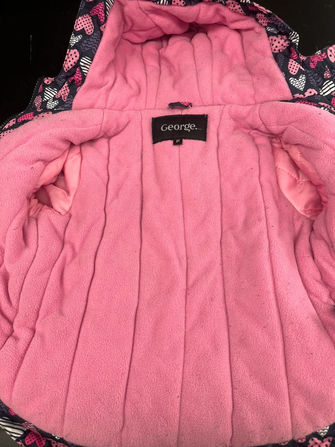 George 3T Girls' Winter Jacket - Heart Pattern image indicator(2)