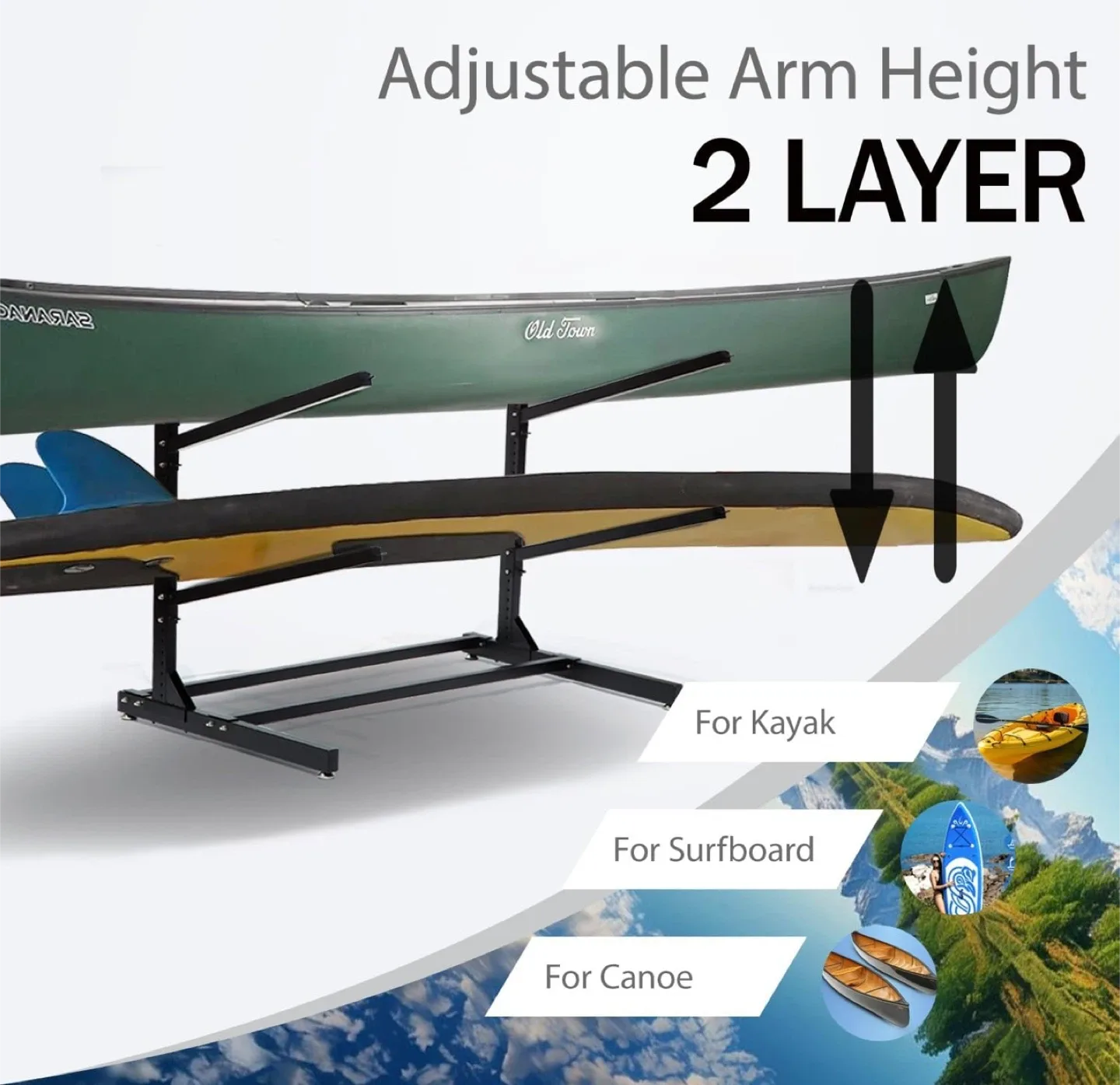 2-Layer Kayak/Surfboard/Canoe Storage Rack image indicator(2)