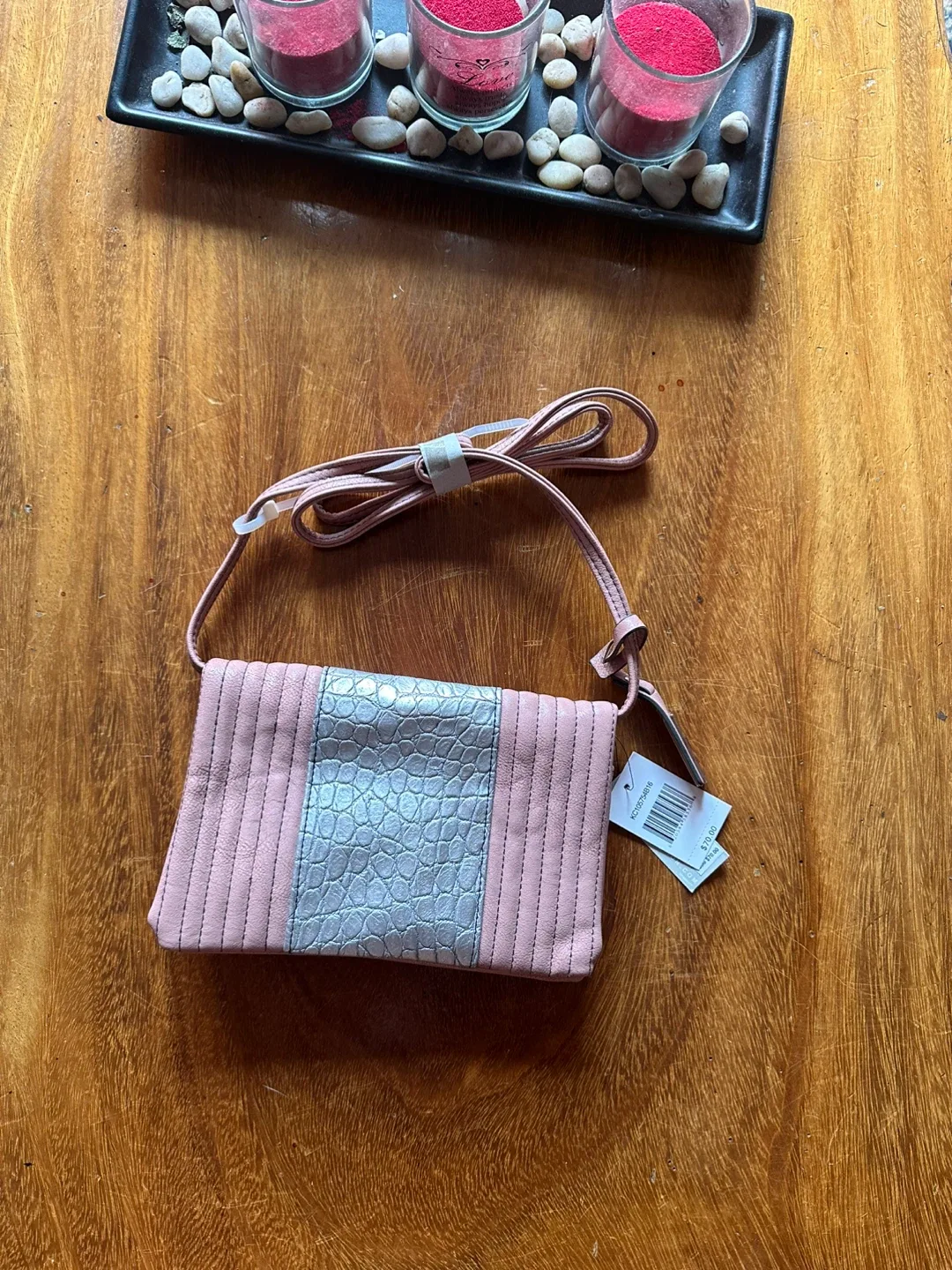 NEW Kenneth Cole Reaction Pink/Silver Crossbody Bag thumbnail