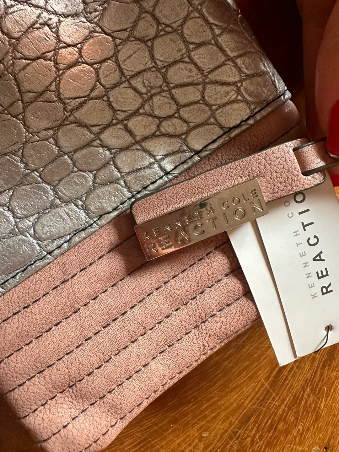 NEW Kenneth Cole Reaction Pink/Silver Crossbody Bag image indicator(2)