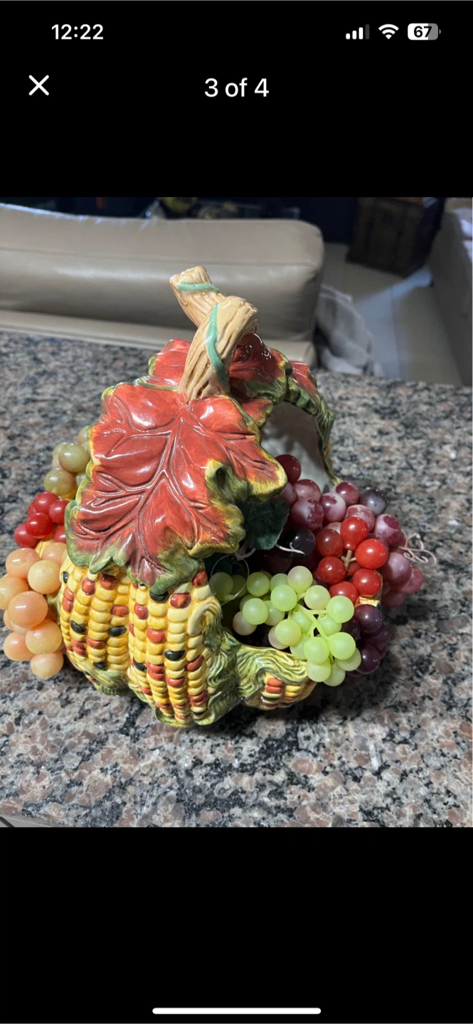 Decorative ceramic basket with Faux Fruit - photo 2
