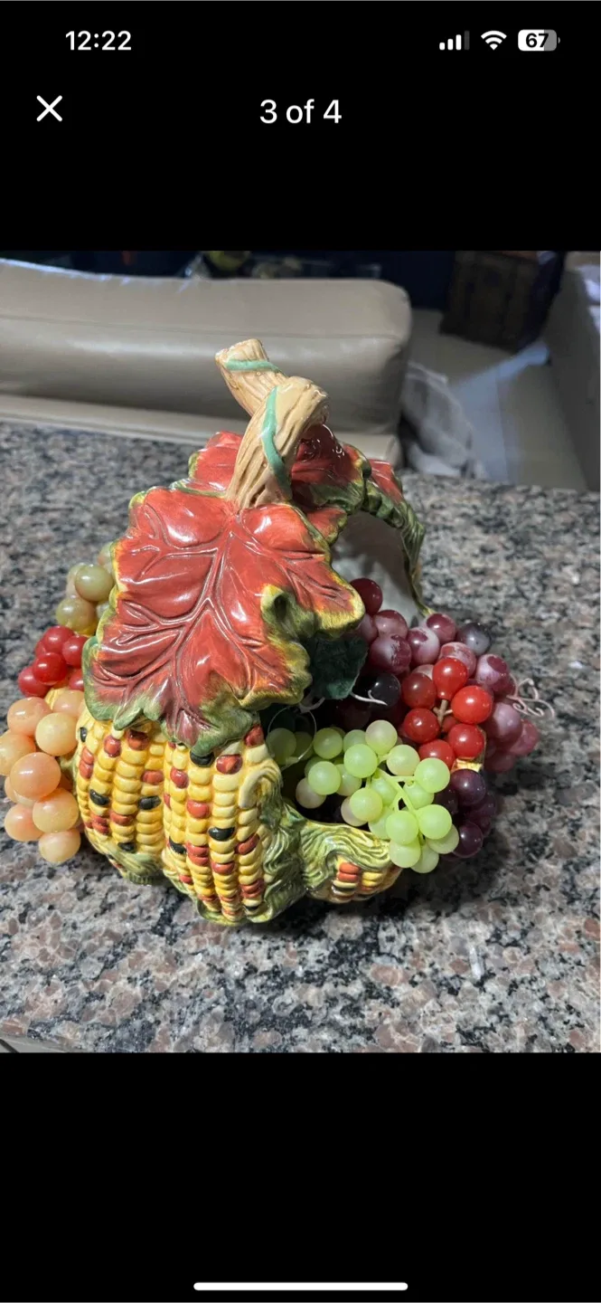 Decorative ceramic basket with Faux Fruit image indicator(2)