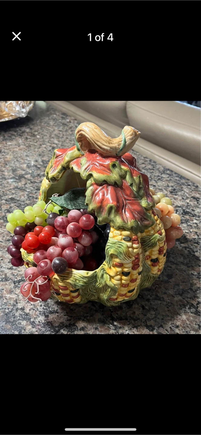 Decorative ceramic basket with Faux Fruit - photo 4