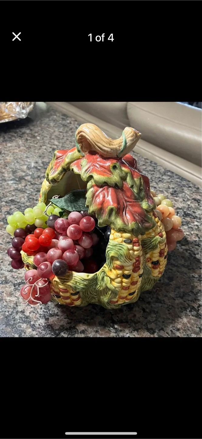 Decorative ceramic basket with Faux Fruit image indicator(4)