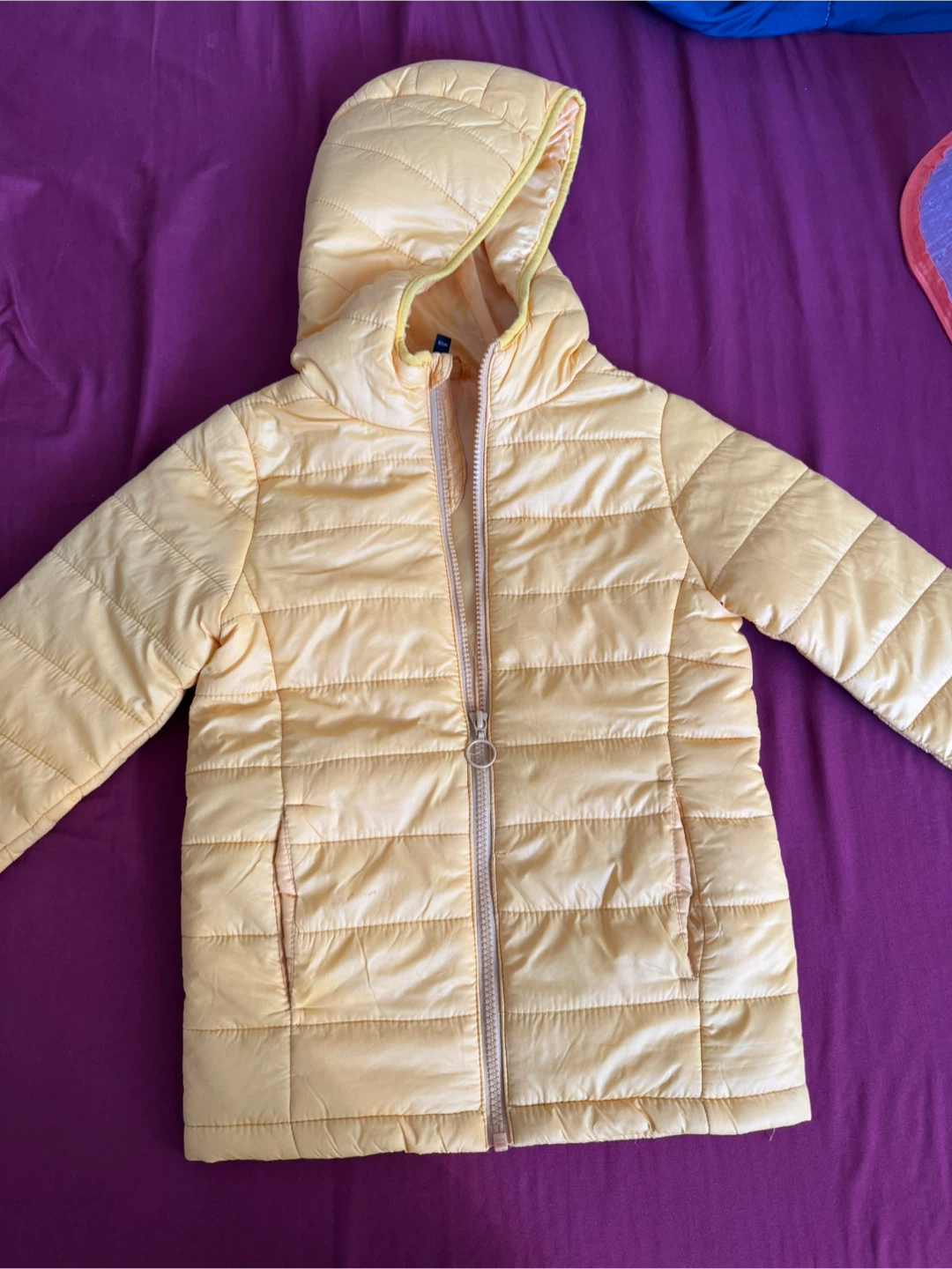 Girls Yellow Puffer Jacket Size 8-9 Yrs