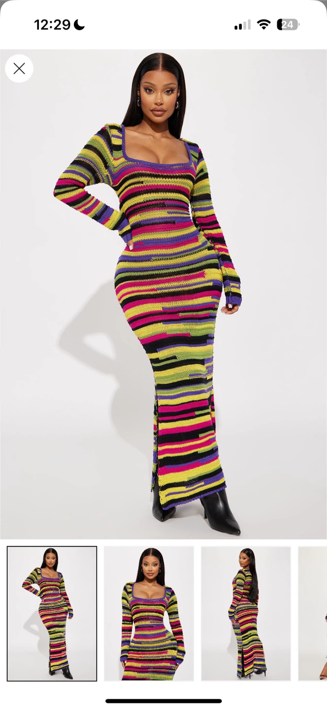 Fashion Nova Striped Knit Maxi Dress