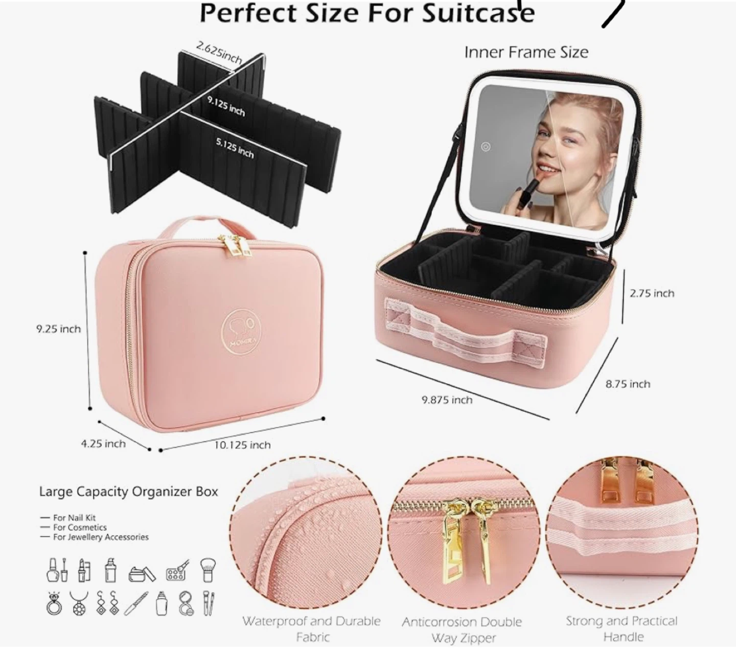 Pink Makeup Case with Mirror - photo 3