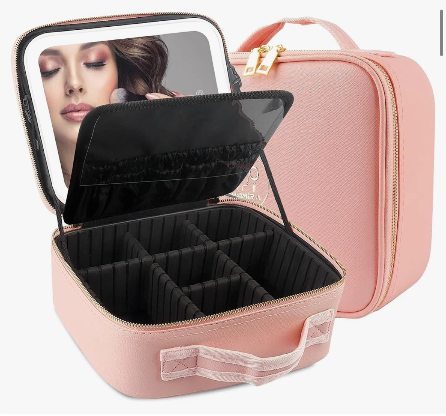 Pink Makeup Case with Mirror