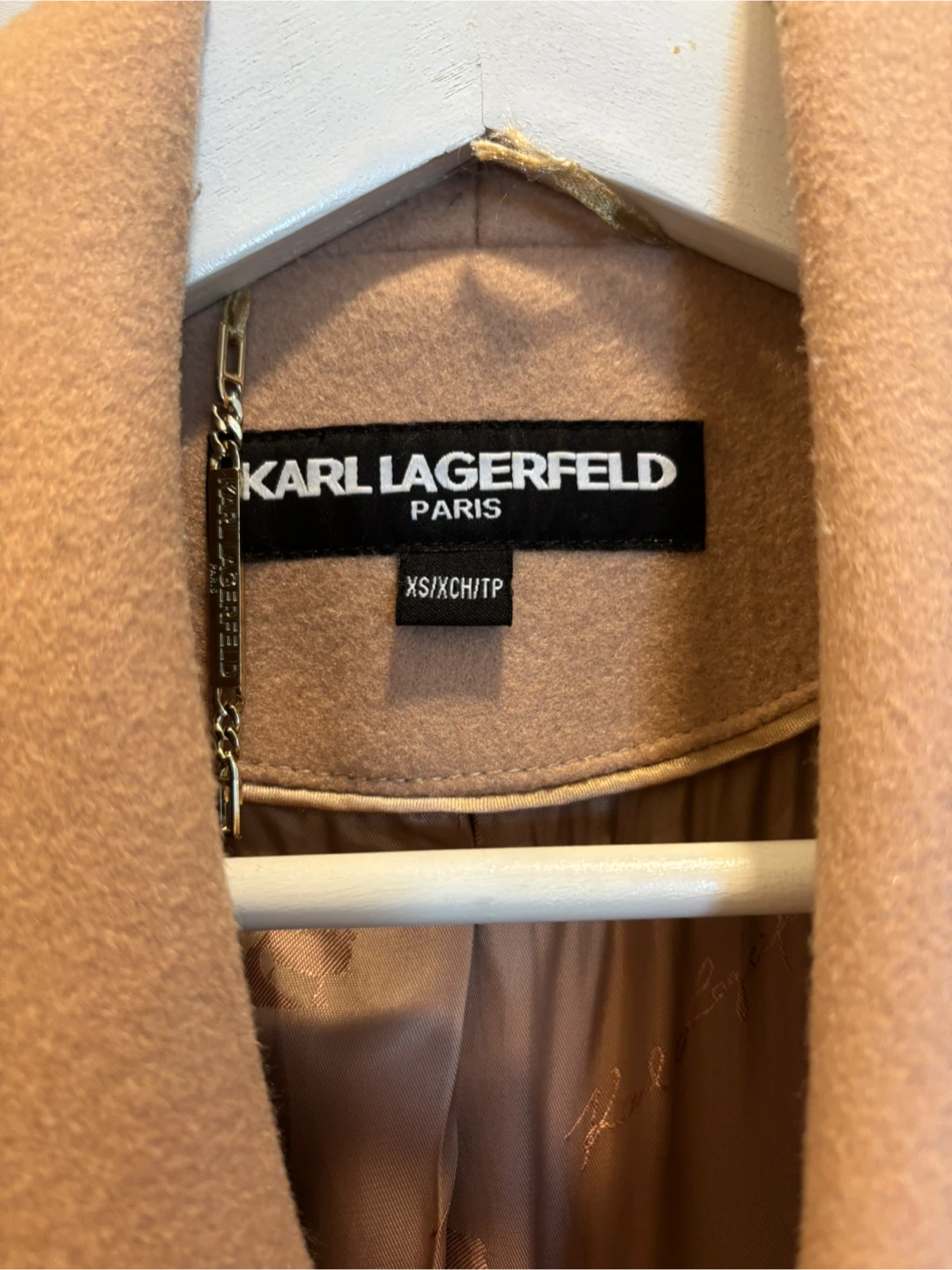 Karl Lagerfeld Paris Beige Wool Blend Coat XS - photo 2