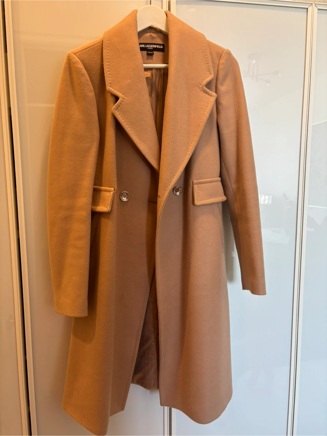Karl Lagerfeld Paris Beige Wool Blend Coat XS