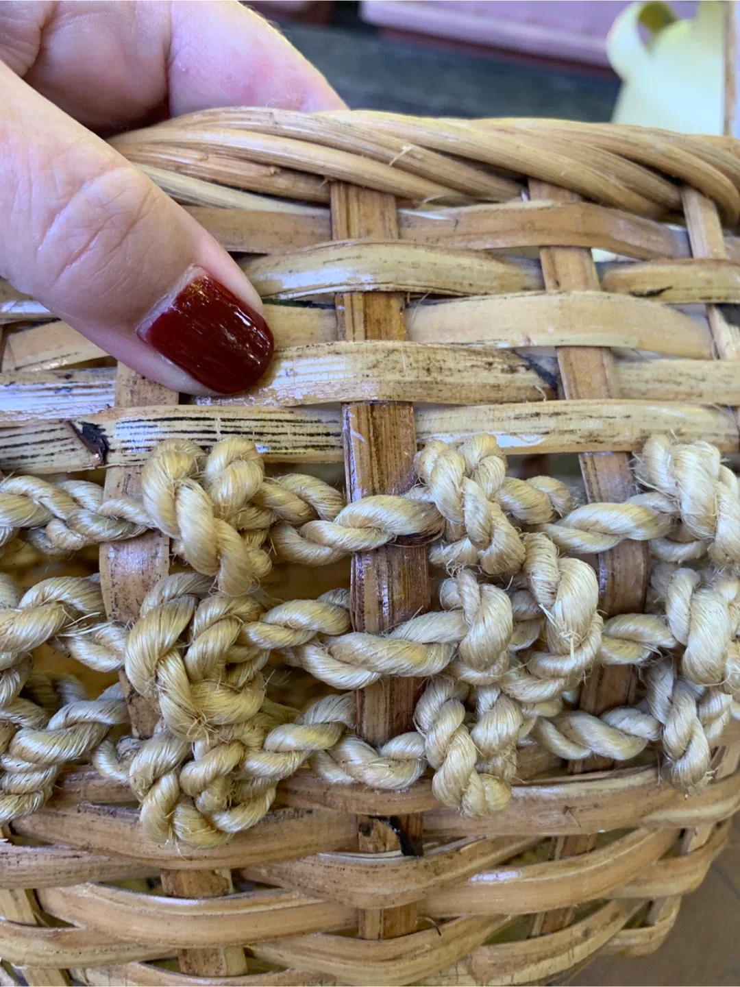 Woven Basket with Bamboo Handle image indicator(4)