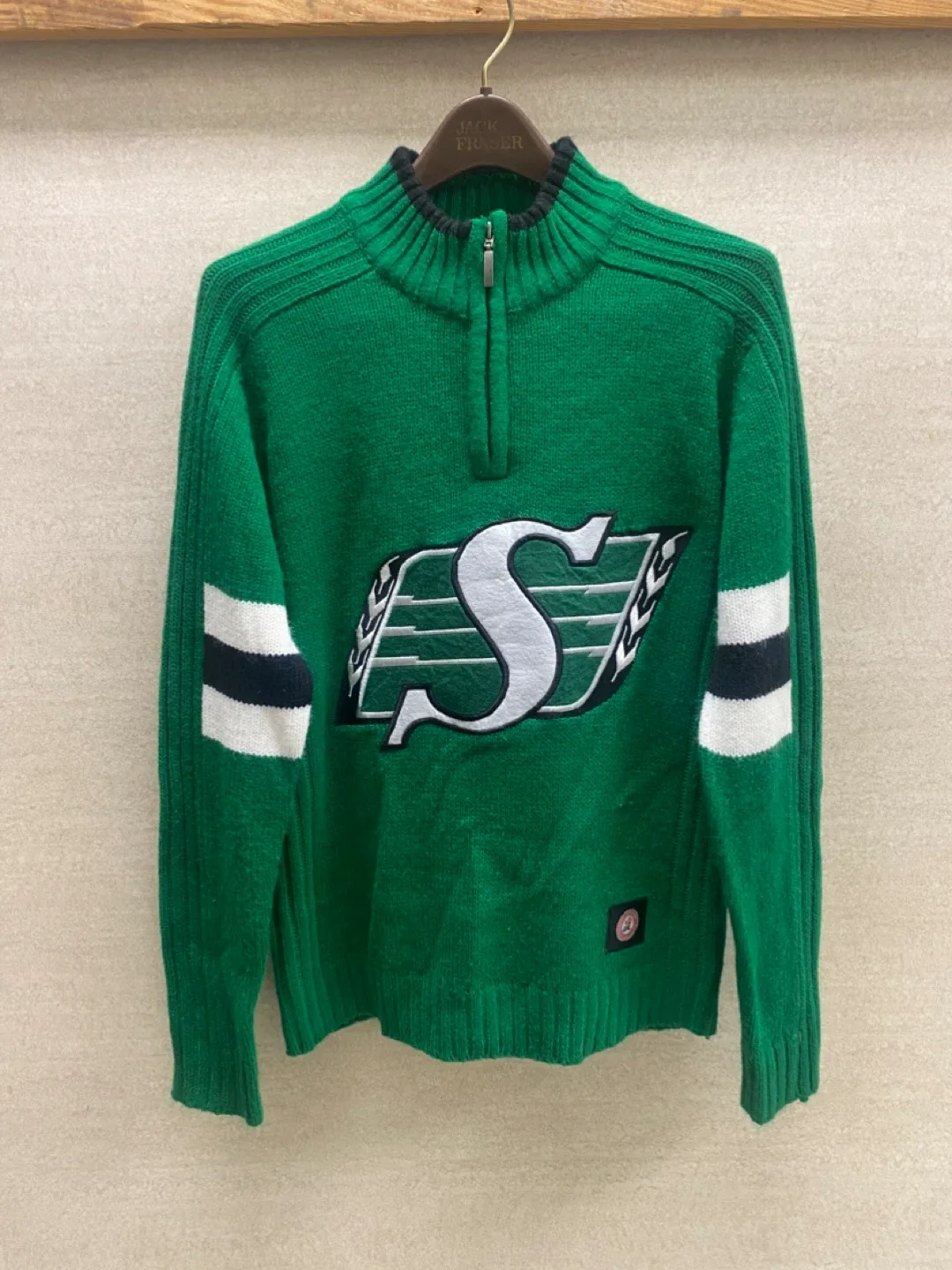 Vintage Saskatchewan Roughriders Knit 1/4 Zip CFL Sweater - S thumbnail