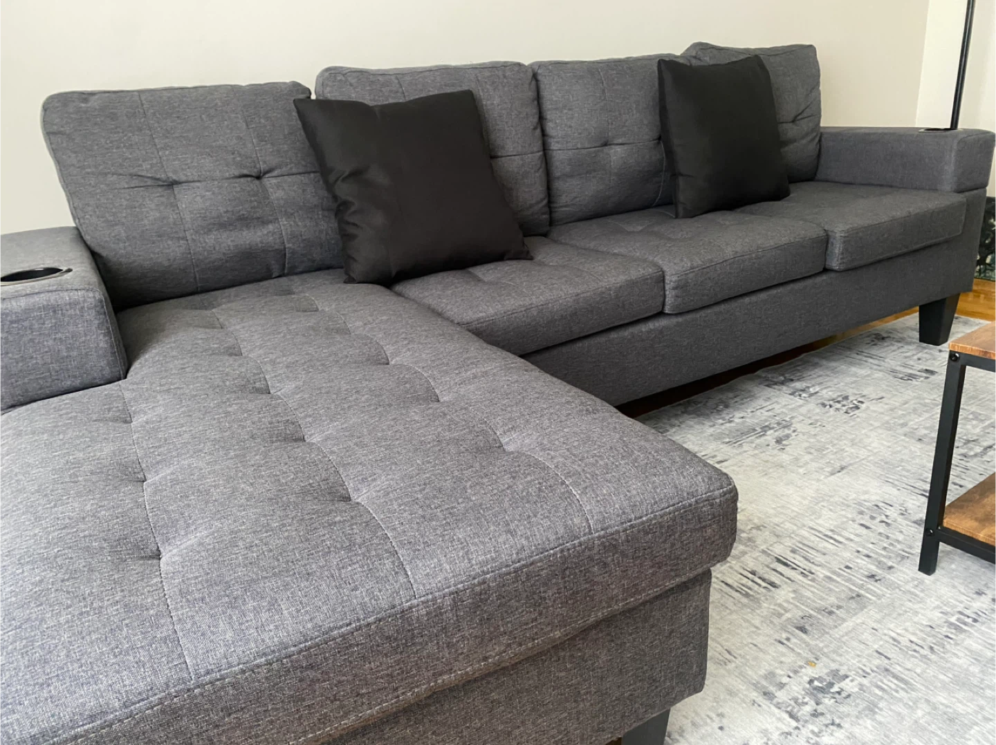 Gray Sectional Sofa with Chaise Lounge - photo 2