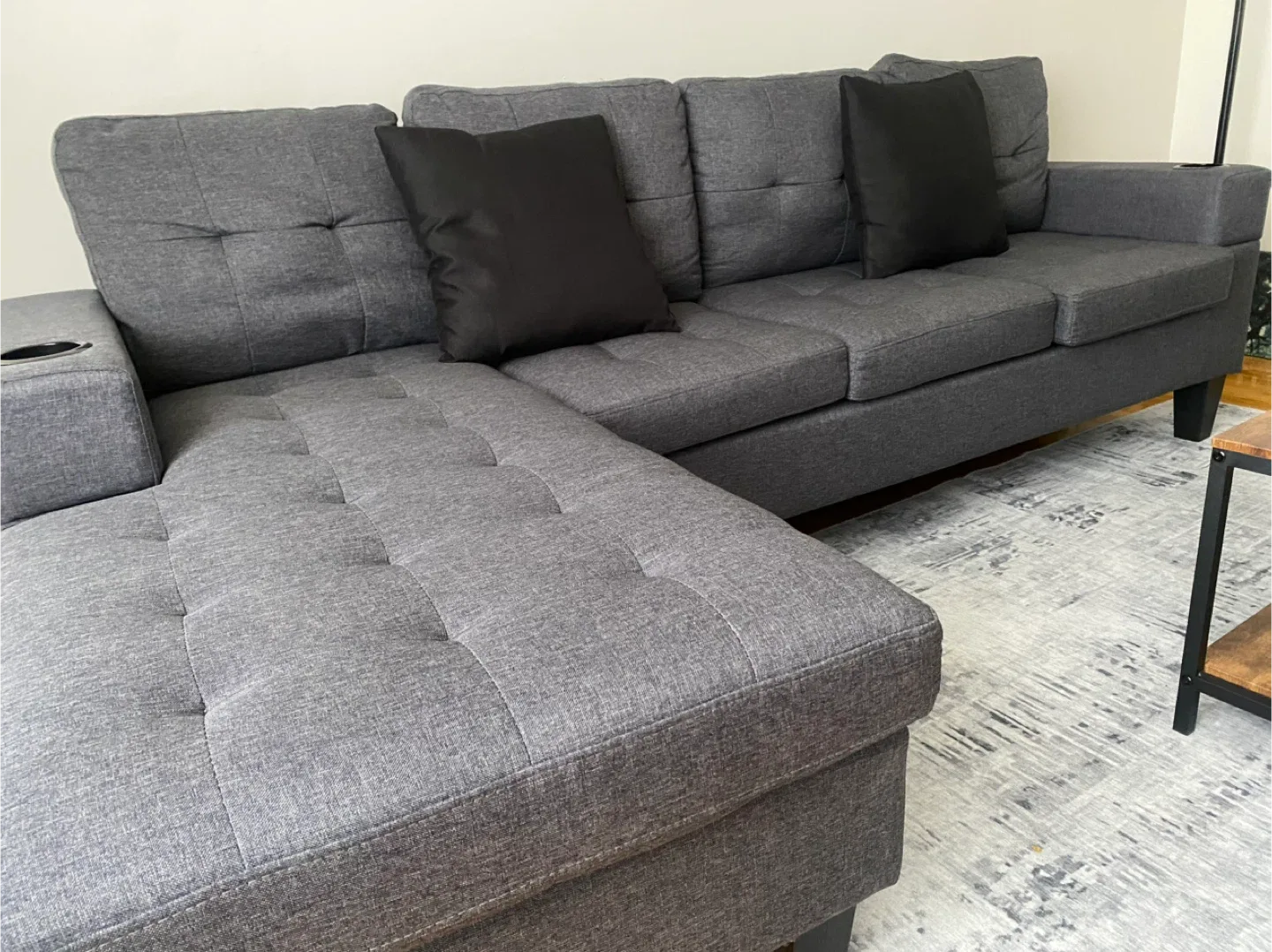 Gray Sectional Sofa with Chaise Lounge image indicator(2)