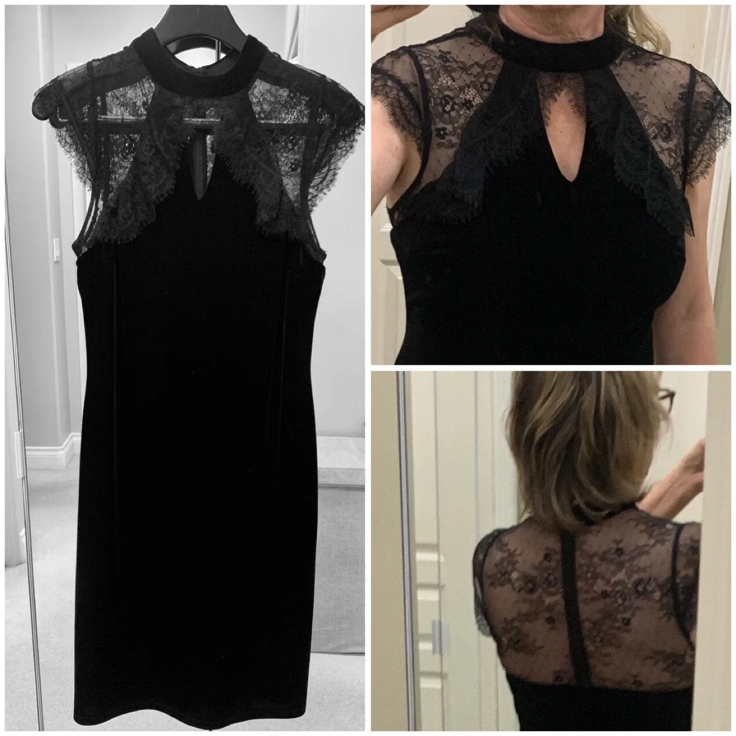 Frank Lyman Velvet & Lace Black Dress - Size 6 image indicator(4)