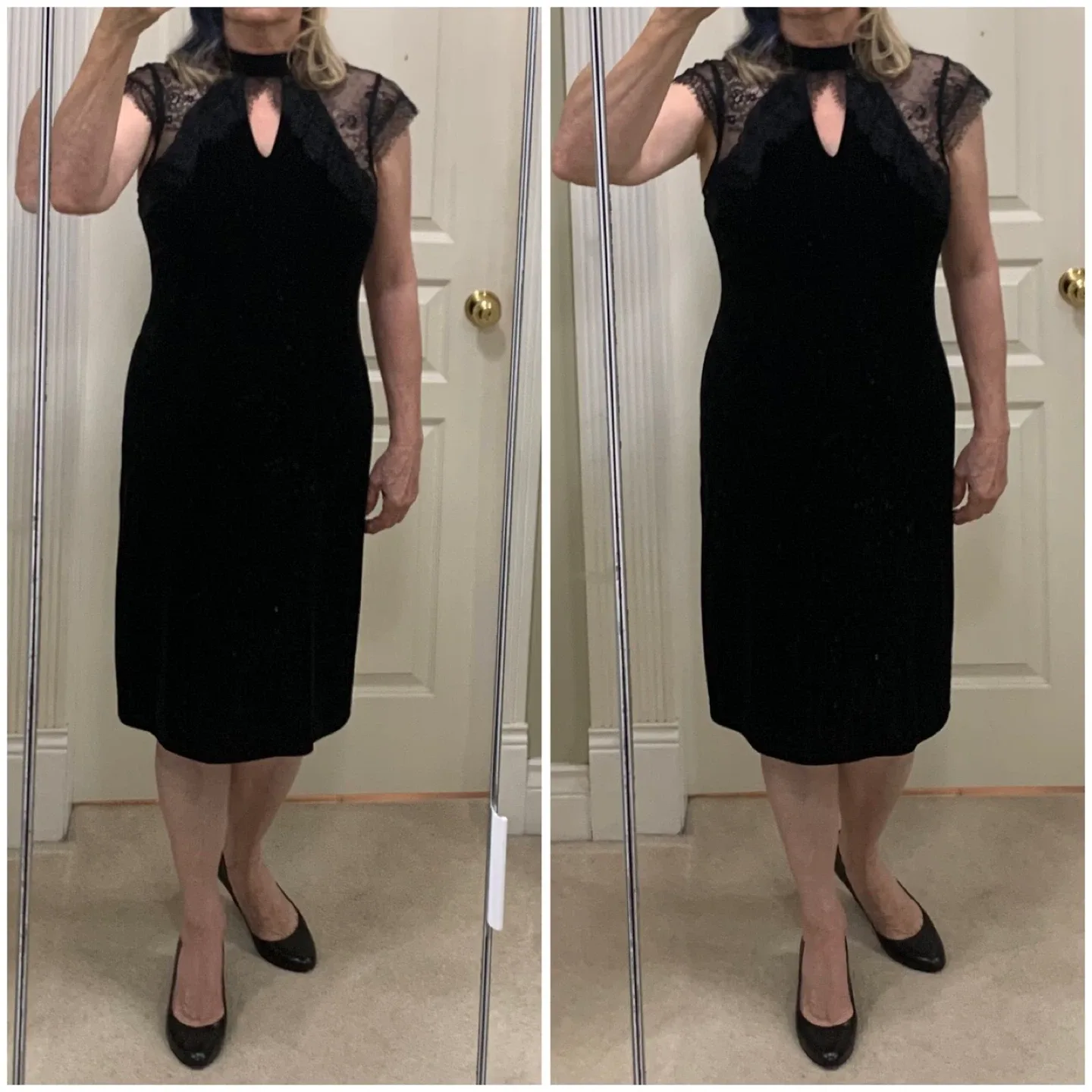 Frank Lyman Velvet & Lace Black Dress - Size 6 image indicator(6)