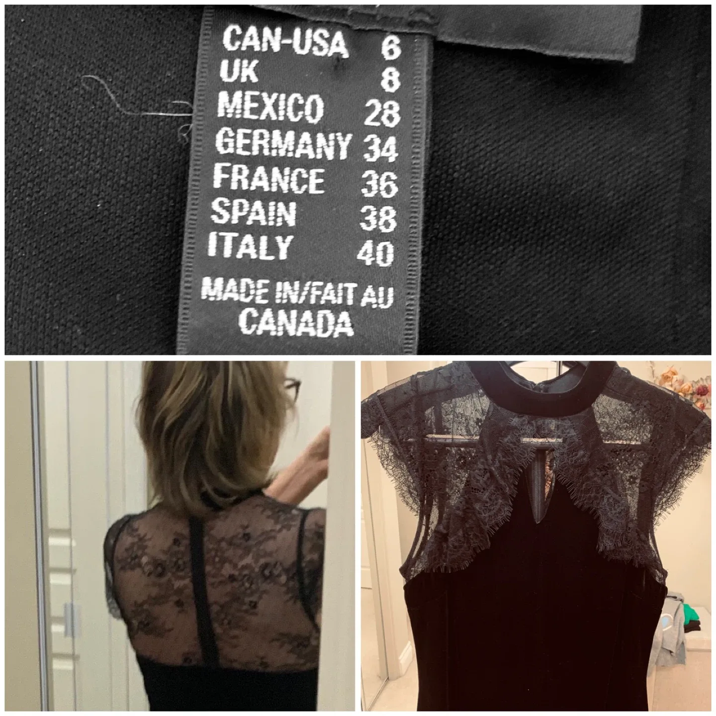 Frank Lyman Velvet & Lace Black Dress - Size 6 image indicator(5)