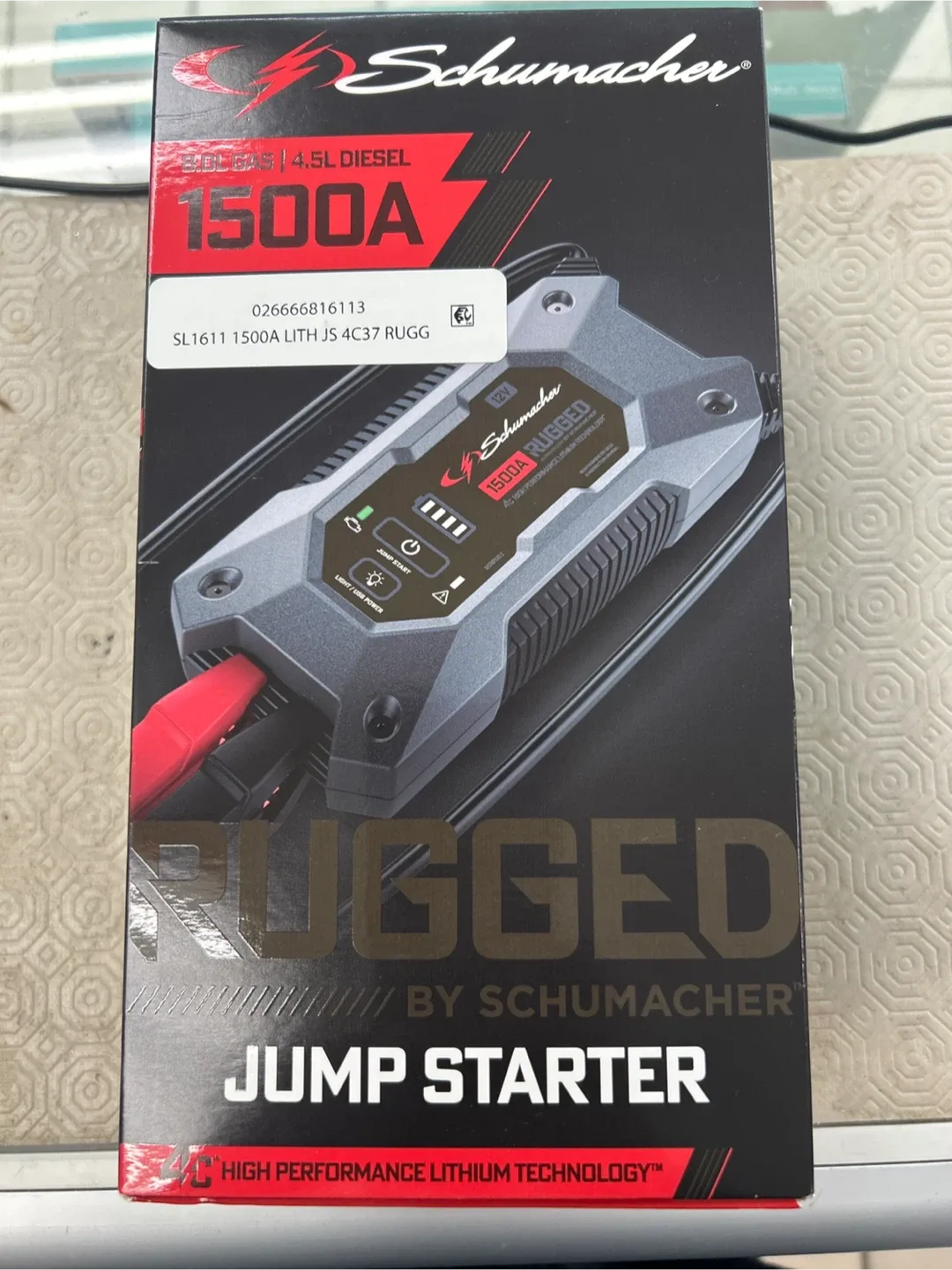 Schumacher SL1611 1500A Rugged Jump Starter - New