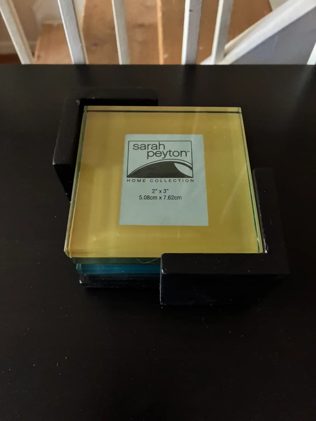 Sarah Peyton Solid Glass Photo Coasters with Rack image indicator(2)