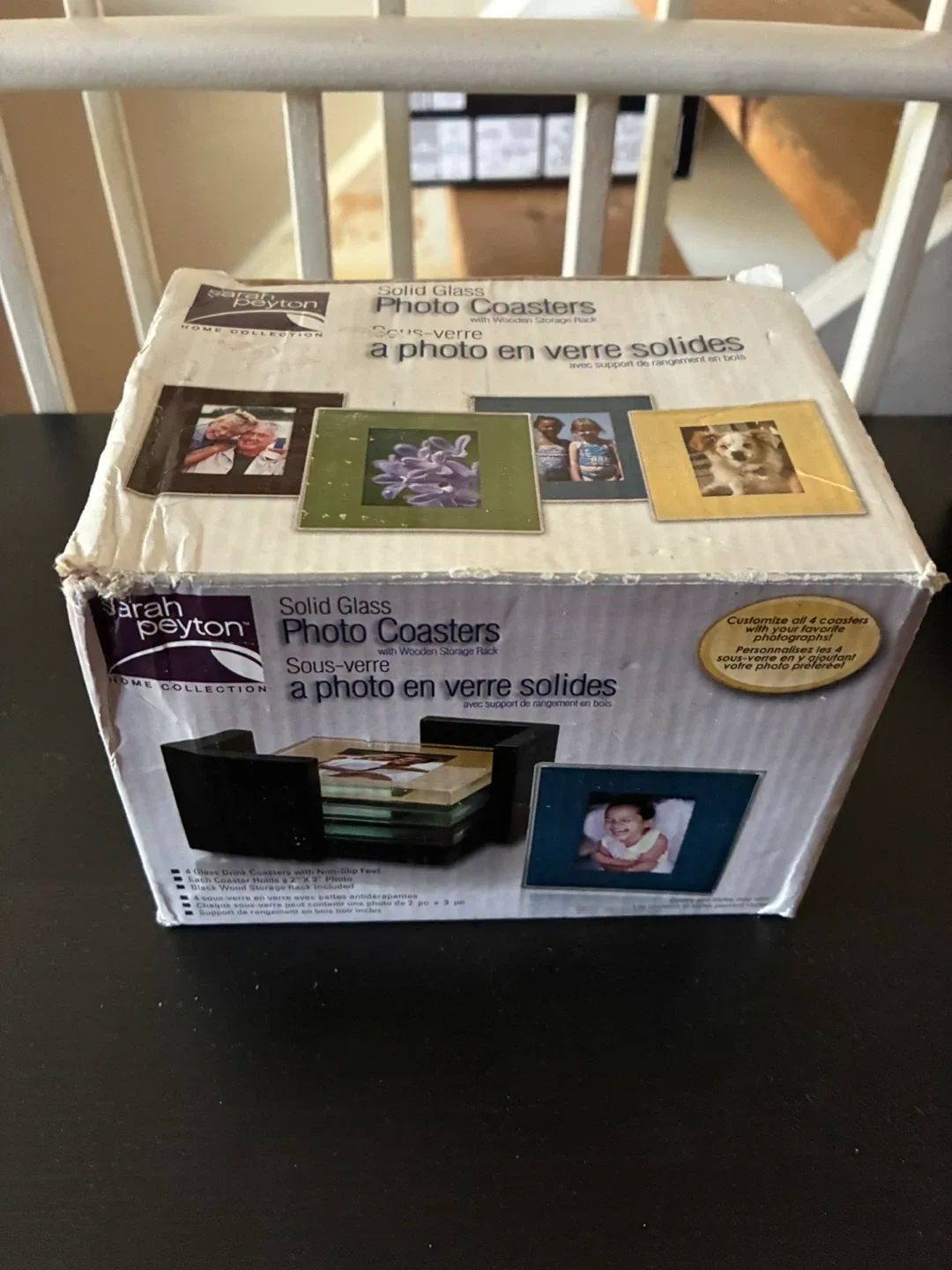 Sarah Peyton Solid Glass Photo Coasters with Rack image indicator(3)