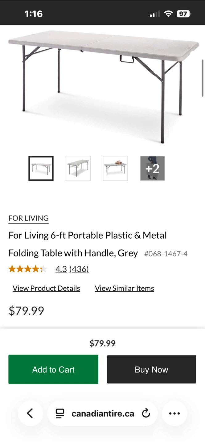 For Living 6-ft Portable Folding Table - Grey - photo 4