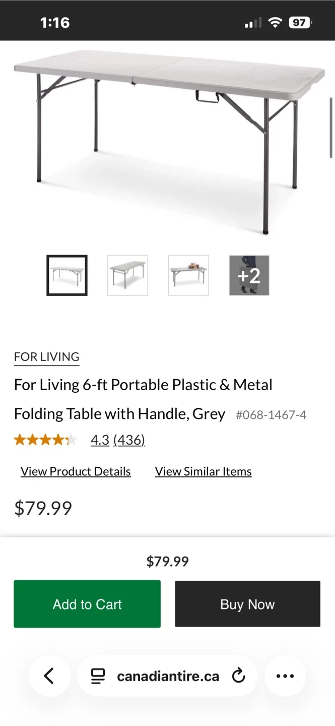 For Living 6-ft Portable Folding Table - Grey image indicator(4)