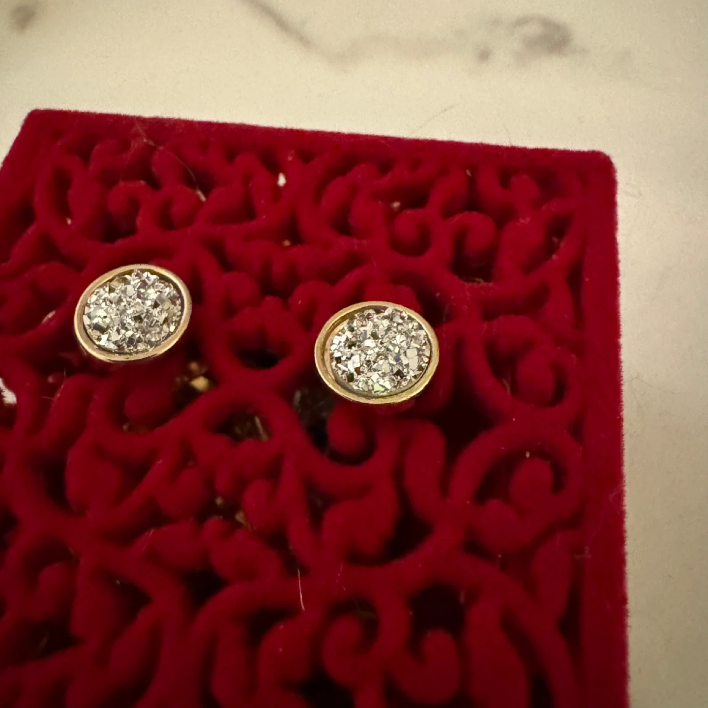 🧡 Druzy Silver Gold Stud Earrings - photo 5