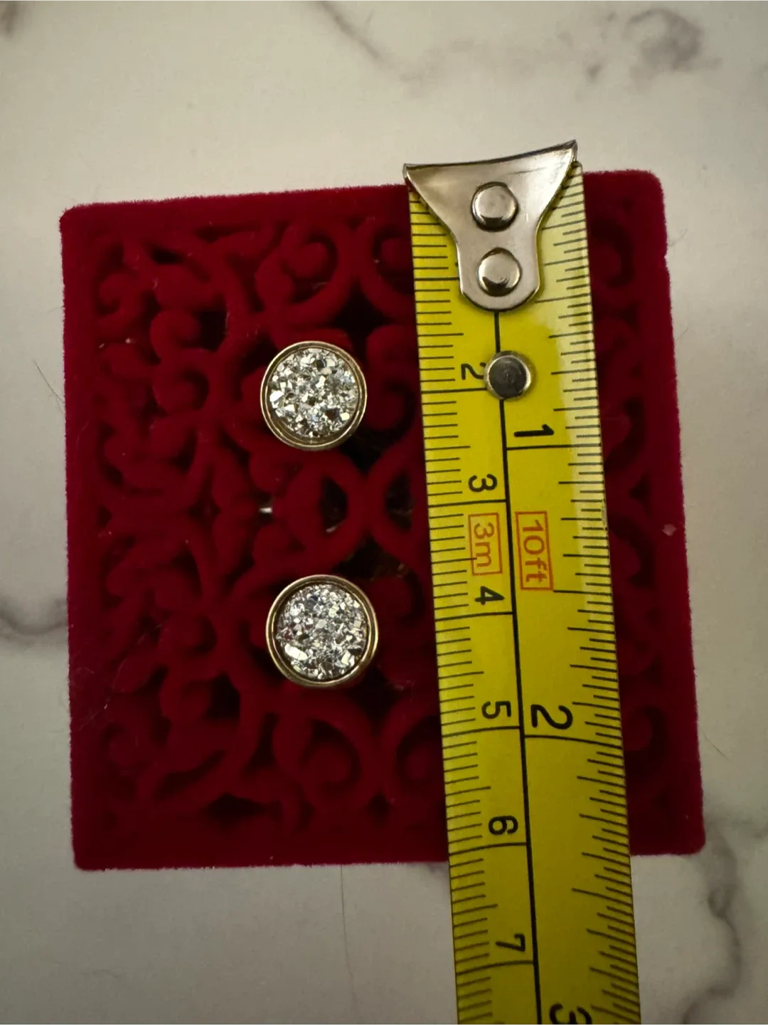 🧡 Druzy Silver Gold Stud Earrings image indicator(2)