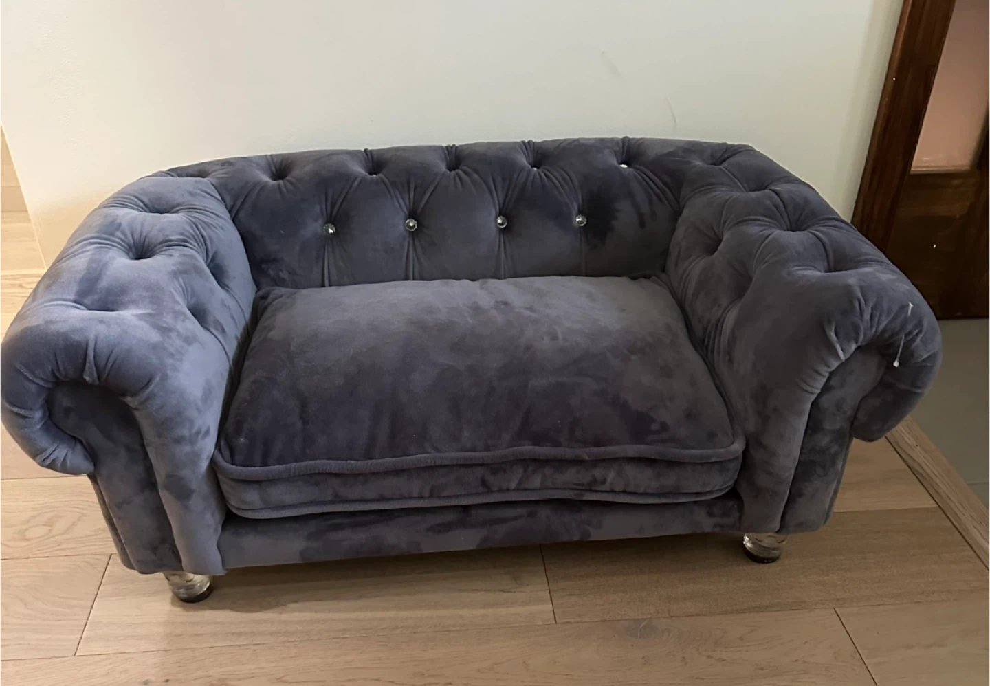 Grey Velvet Chesterfield Style Pet Sofa