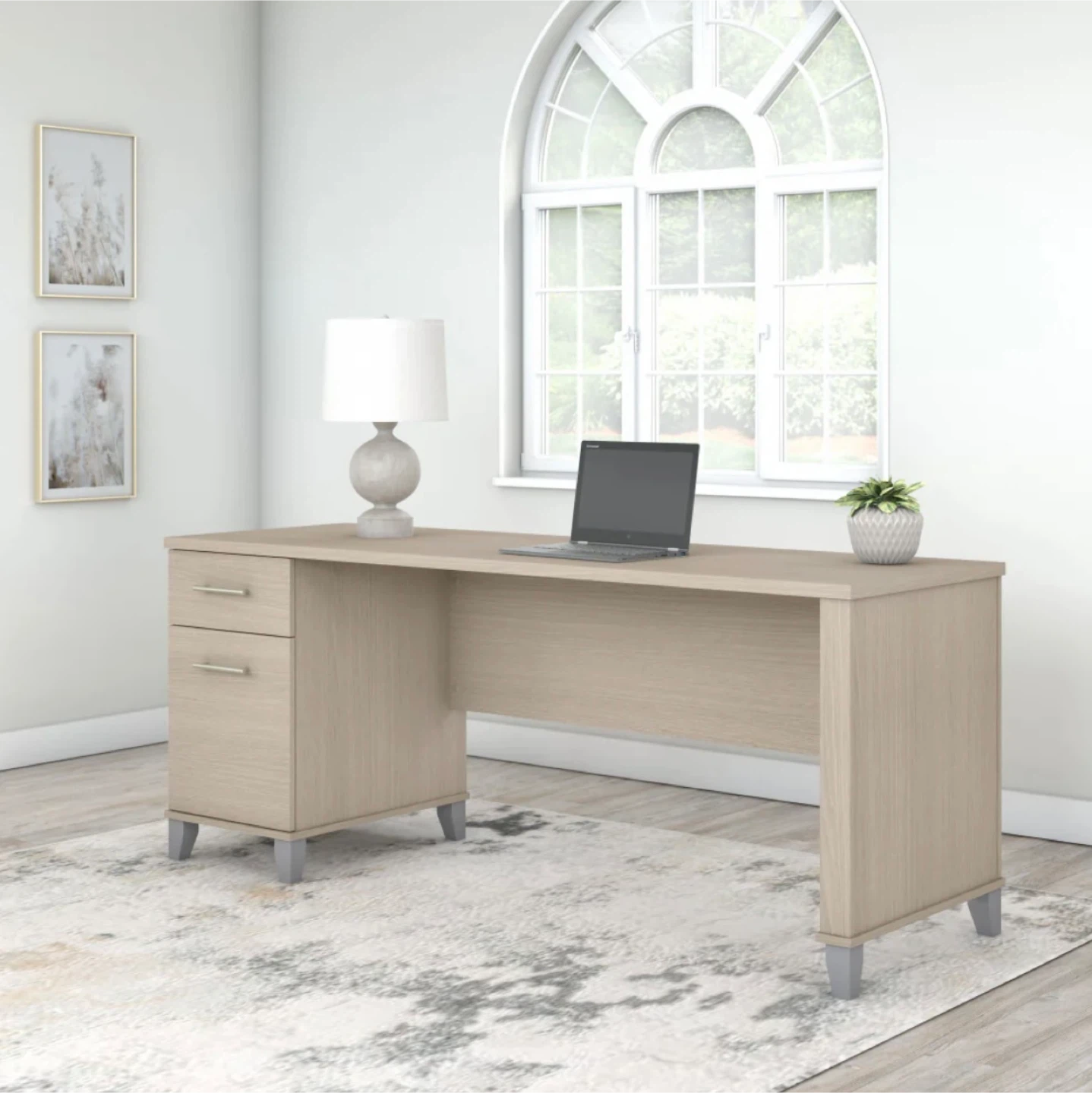 Bush Furniture Somerset 72” Office Desk with Drawers in Sand