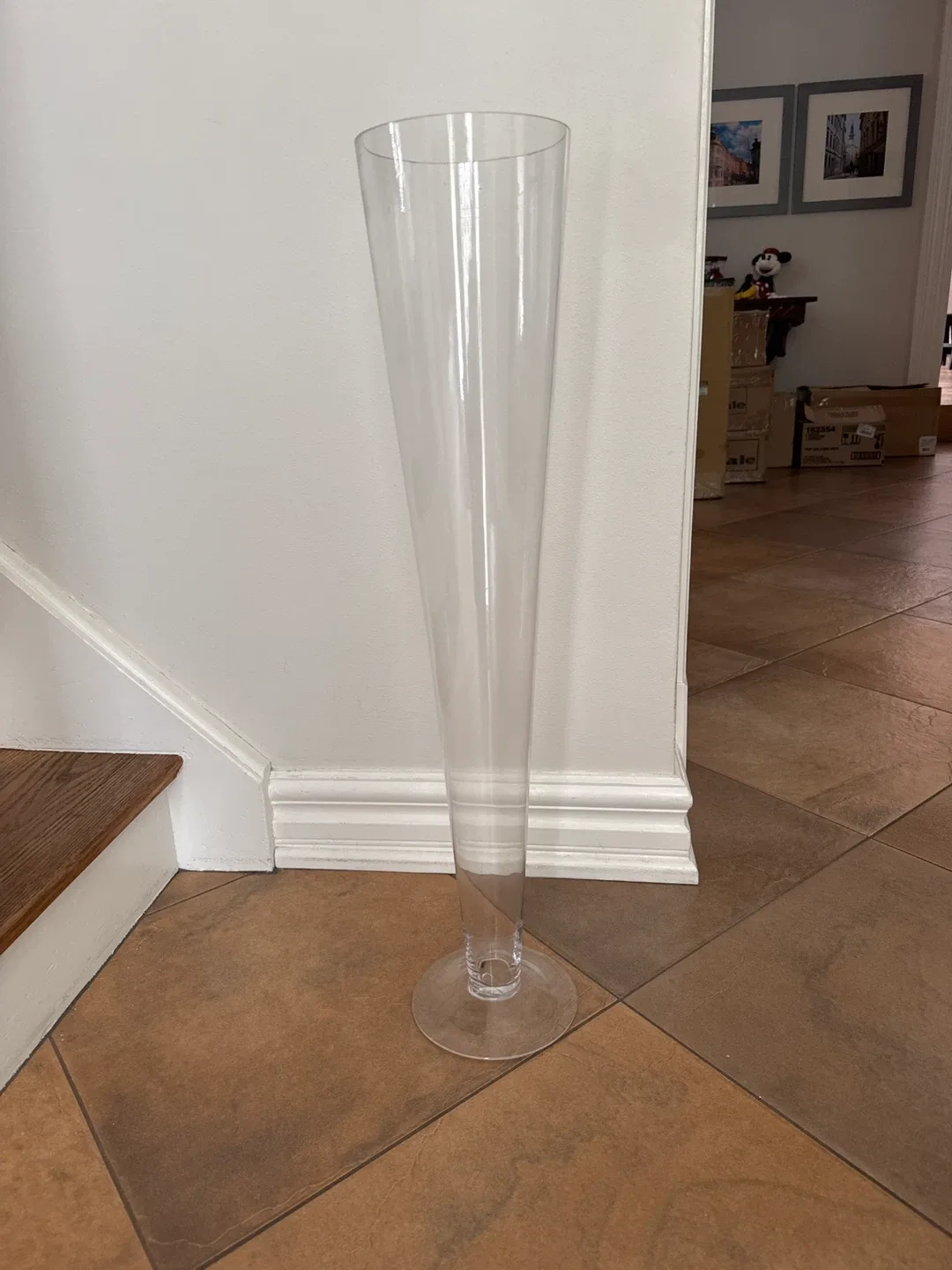 Tall Clear Glass Trumpet Vase 30x 6
