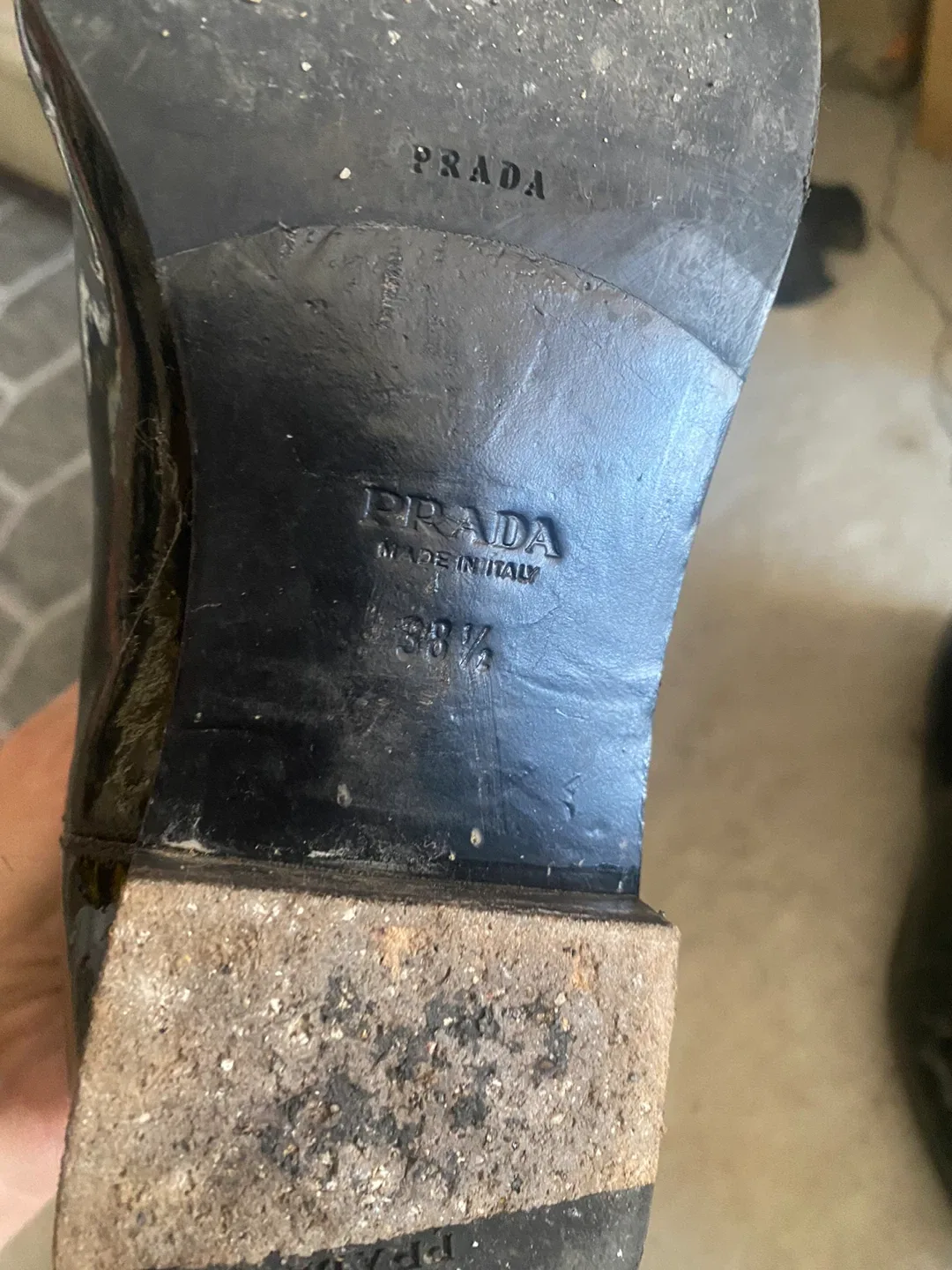 Prada Black Patent Leather Ankle Boots - Size 38.5 image indicator(4)