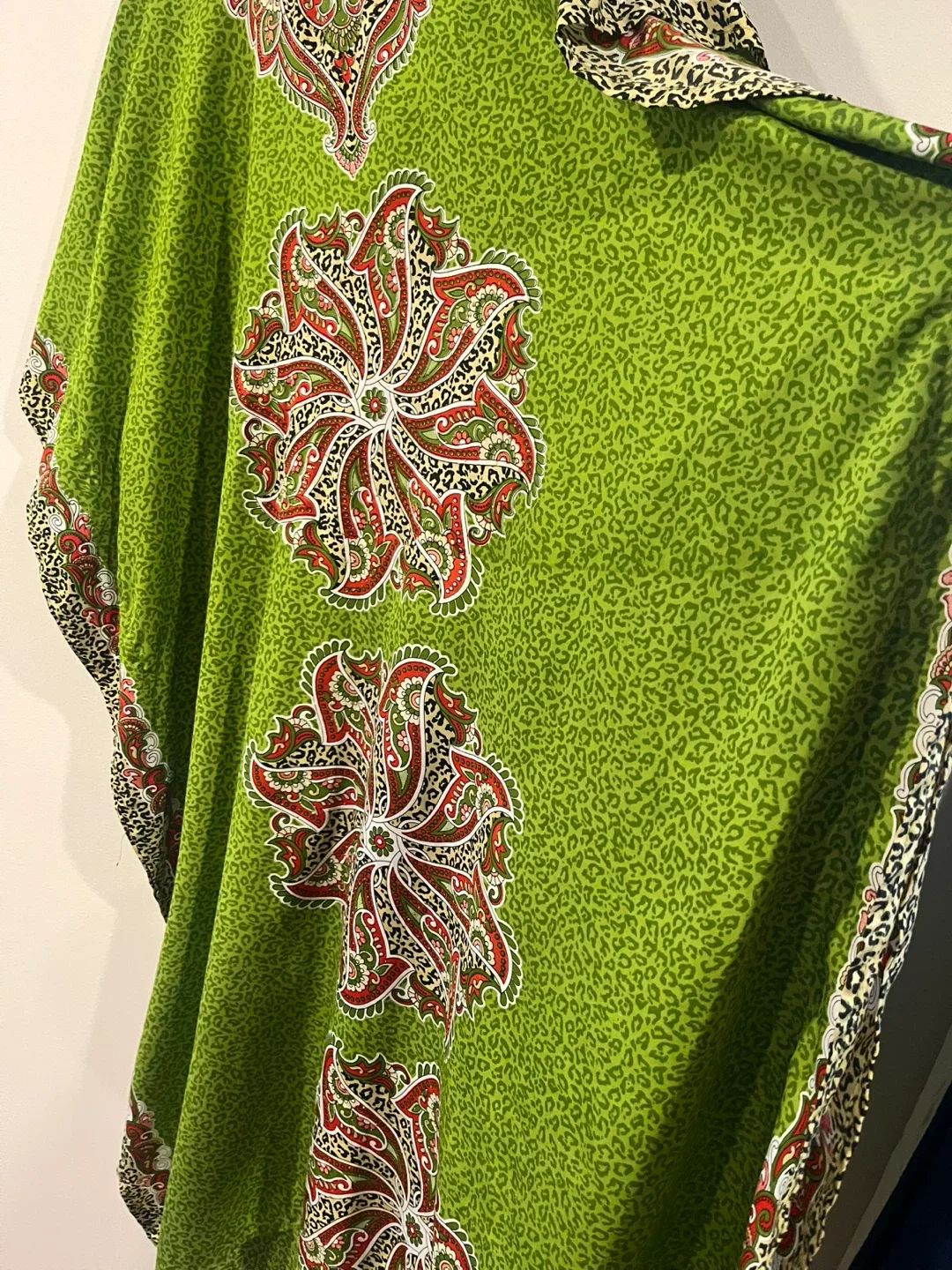 Green Patterned Kaftan Dress one size image indicator(2)