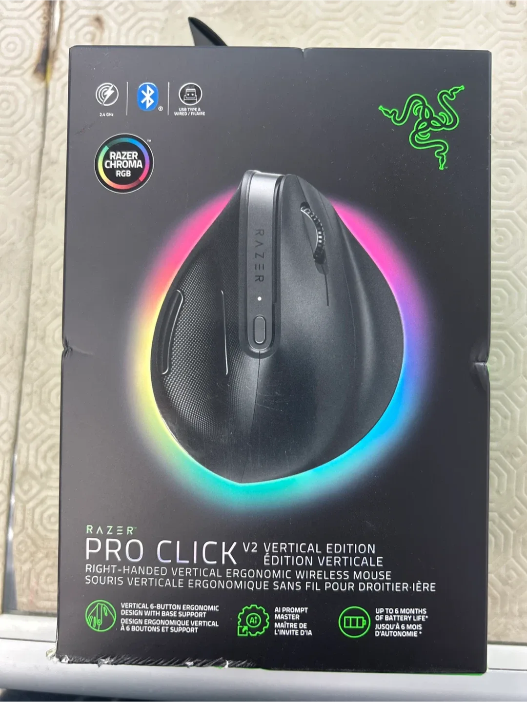New Razer Pro Click V2 Vertical Wireless Mouse