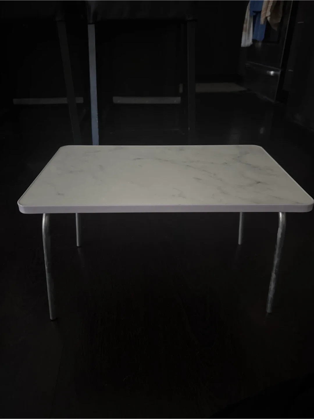 Small White Marble-Look Table thumbnail