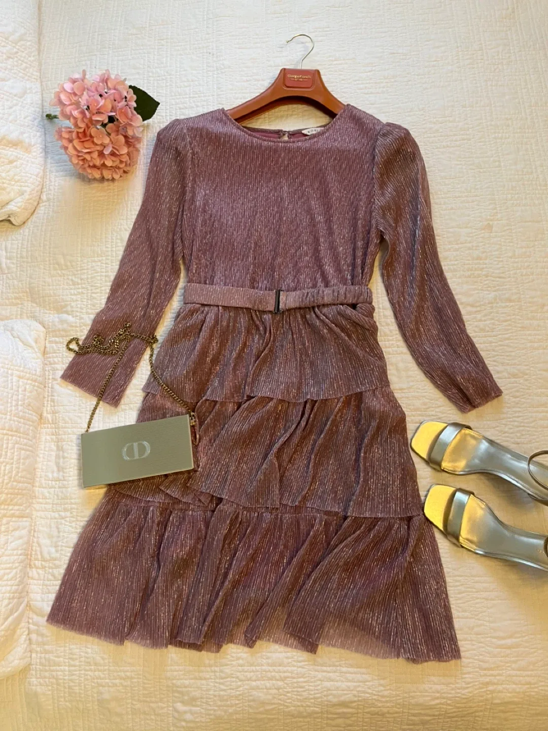 Pink Tiered Dress - Size L thumbnail