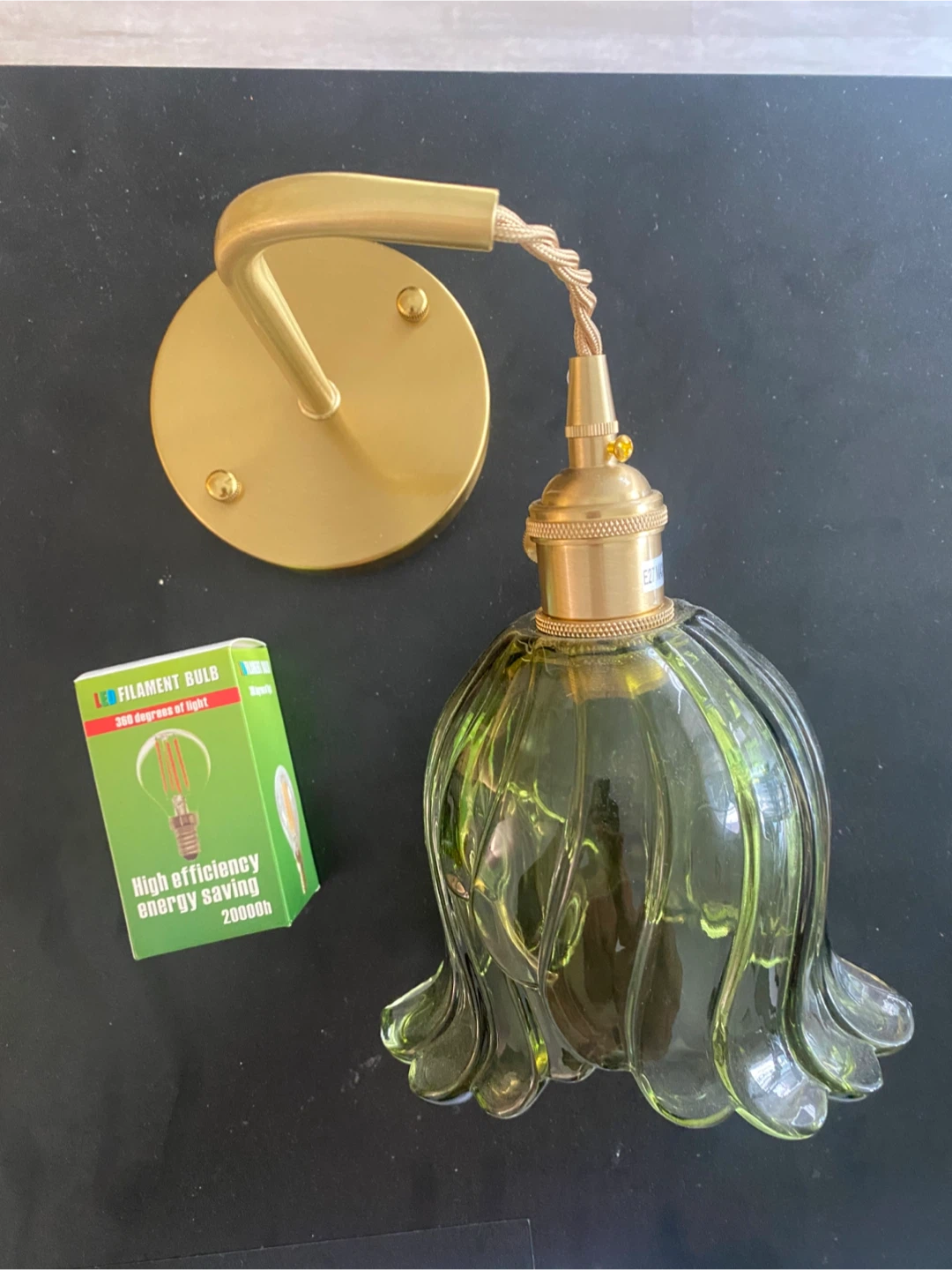 Green Glass Flower Wall Sconce - photo 2