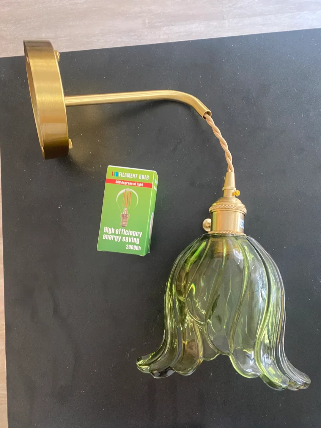 Green Glass Flower Wall Sconce