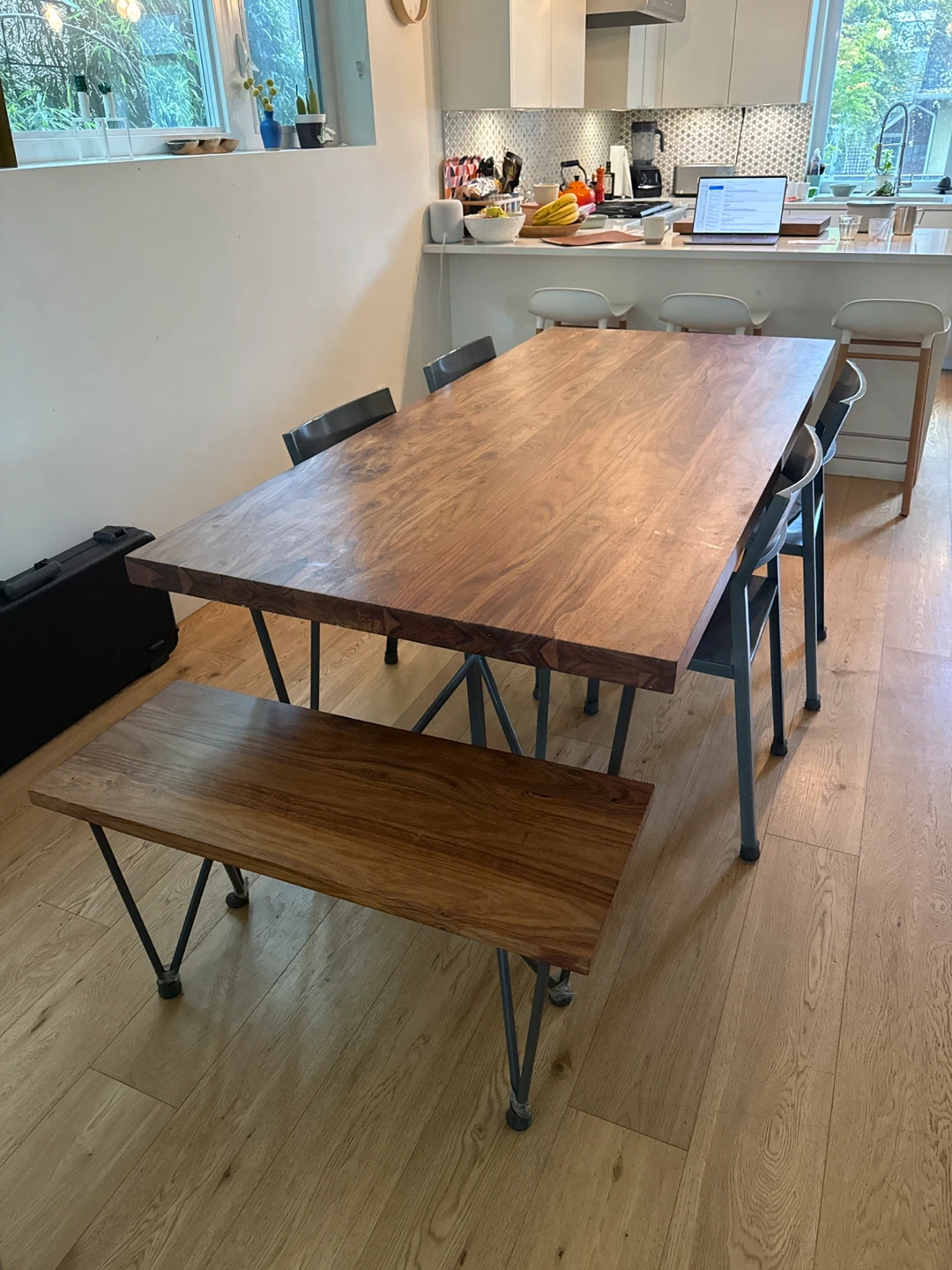 CB2 Dylan Solid Wood Dining Table set with Metal Legs - photo 5