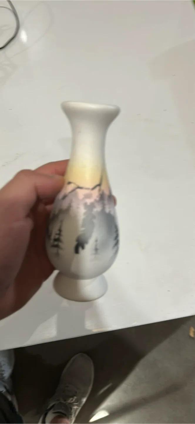 Small Decorative Vase with Mountain Scene thumbnail