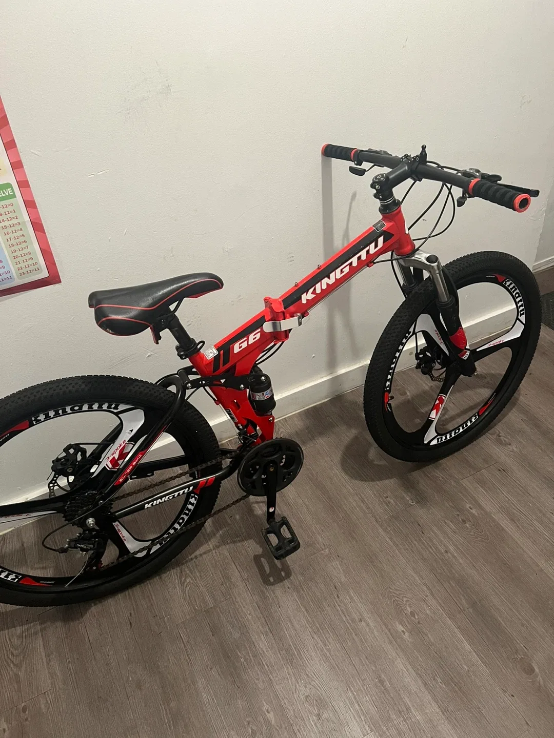 Kingttu G6 Folding Mountain Bike - Red/Black image indicator(3)