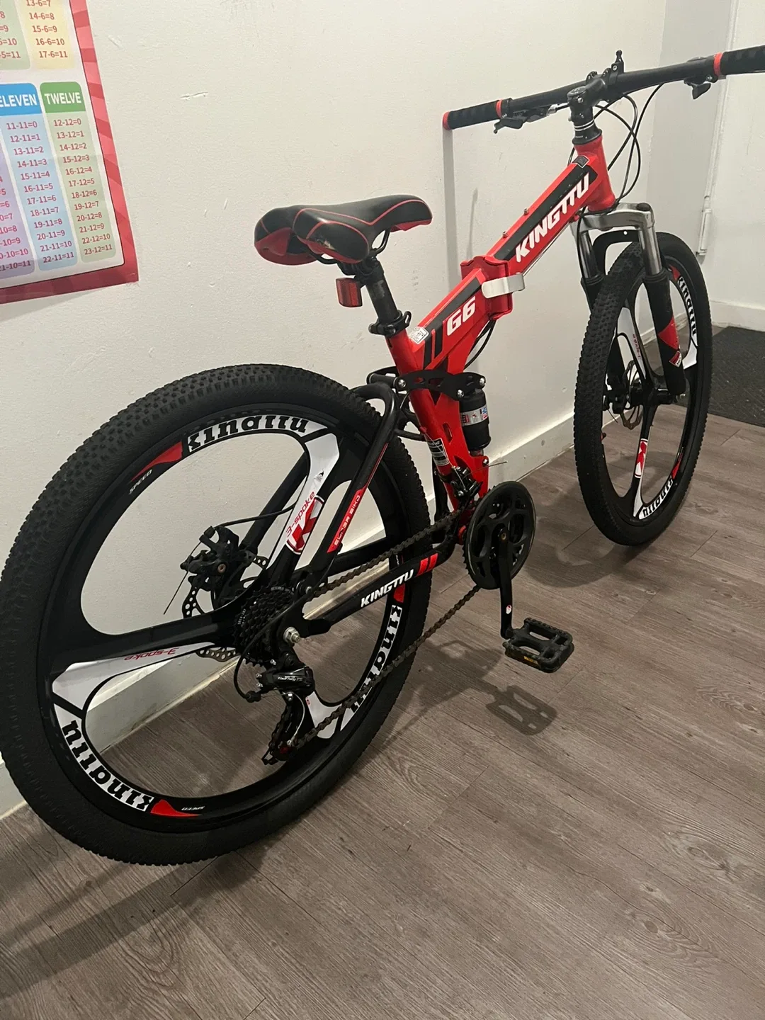 Kingttu G6 Folding Mountain Bike - Red/Black image indicator(4)