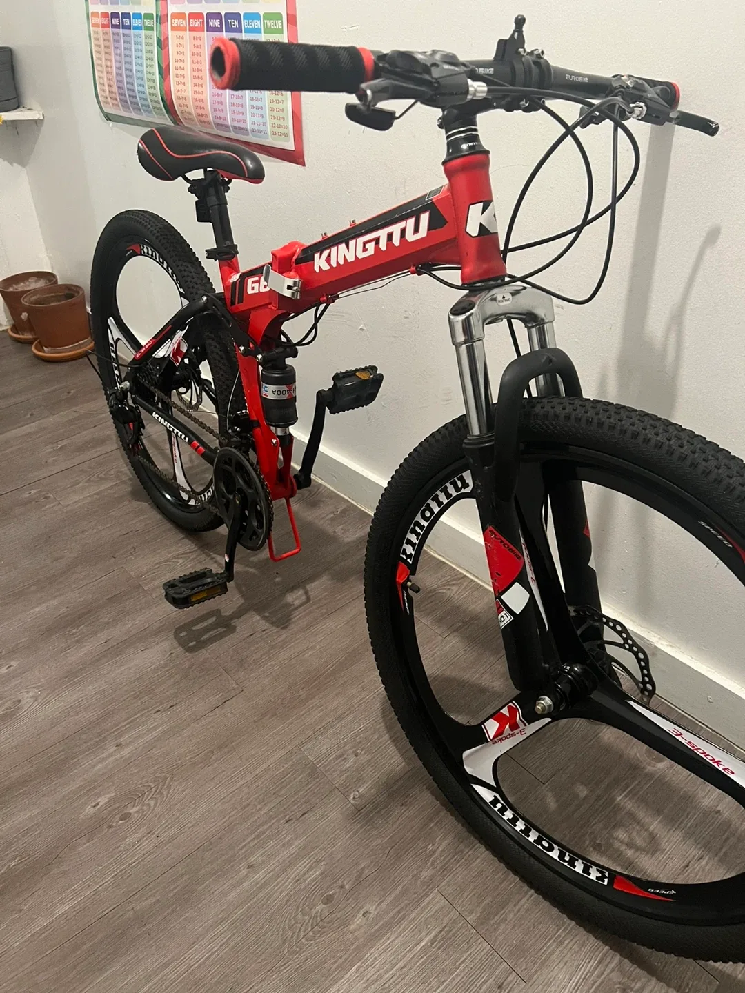 Kingttu G6 Folding Mountain Bike - Red/Black image indicator(5)