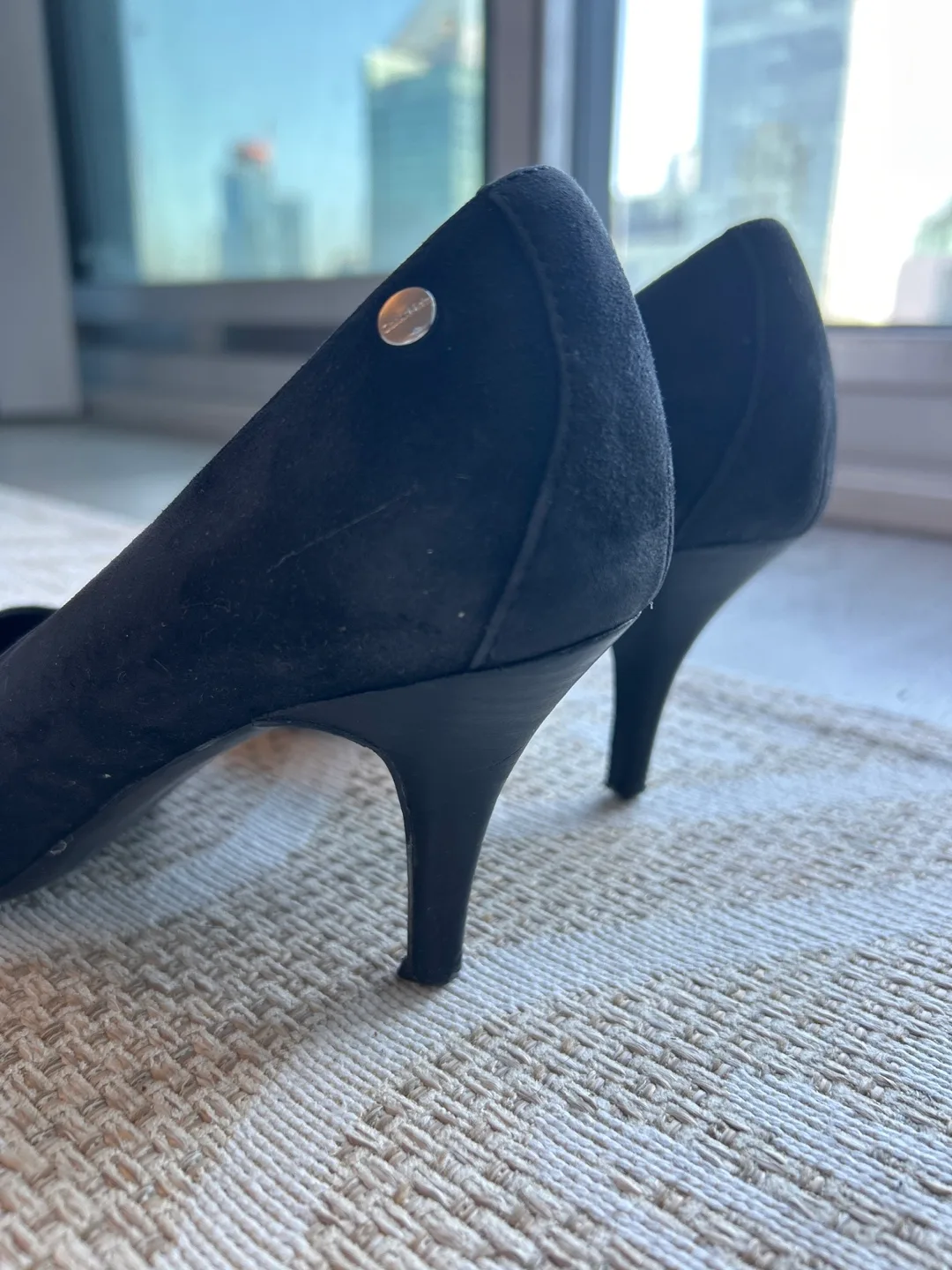 size 7 Calvin Klein Black Suede Heels image indicator(3)