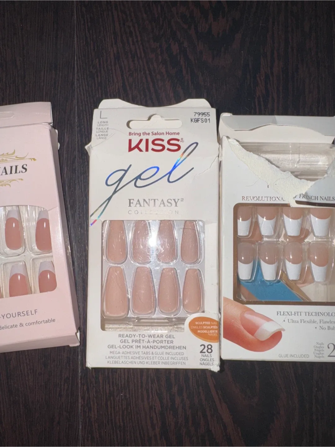 5 assorted False Nails - Kiss, Revolution, Acrylic Natural image indicator(4)