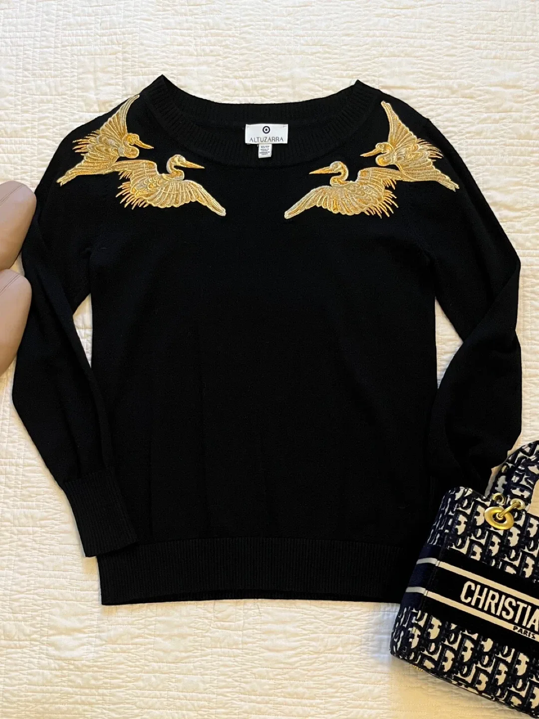 Altuzarra Black Sweater with Bird Embroidery - XS thumbnail